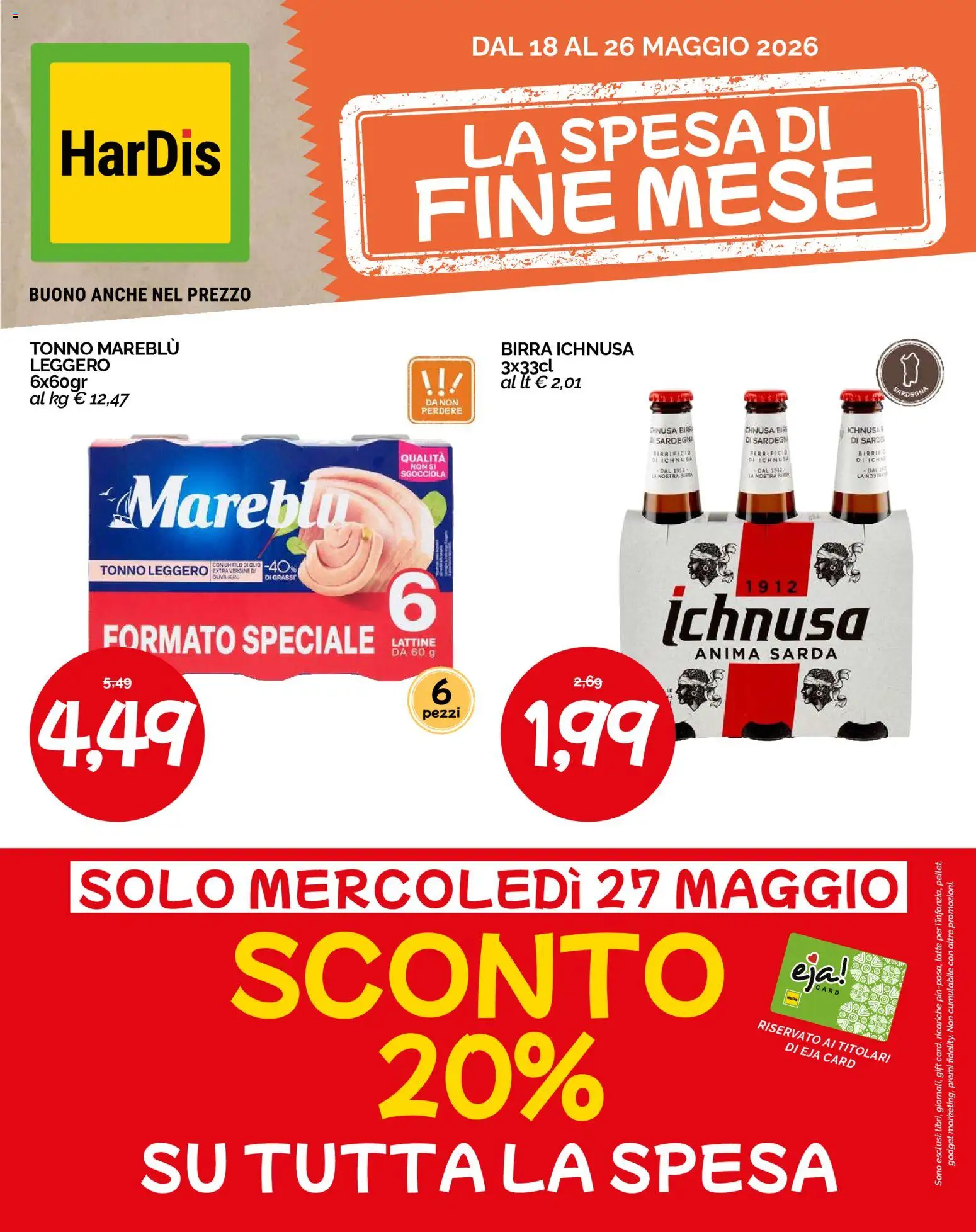 Volantino HarDis del 18.05.2026 | Pagina: 1 | Prodotti: Birra, Latte, Tonno