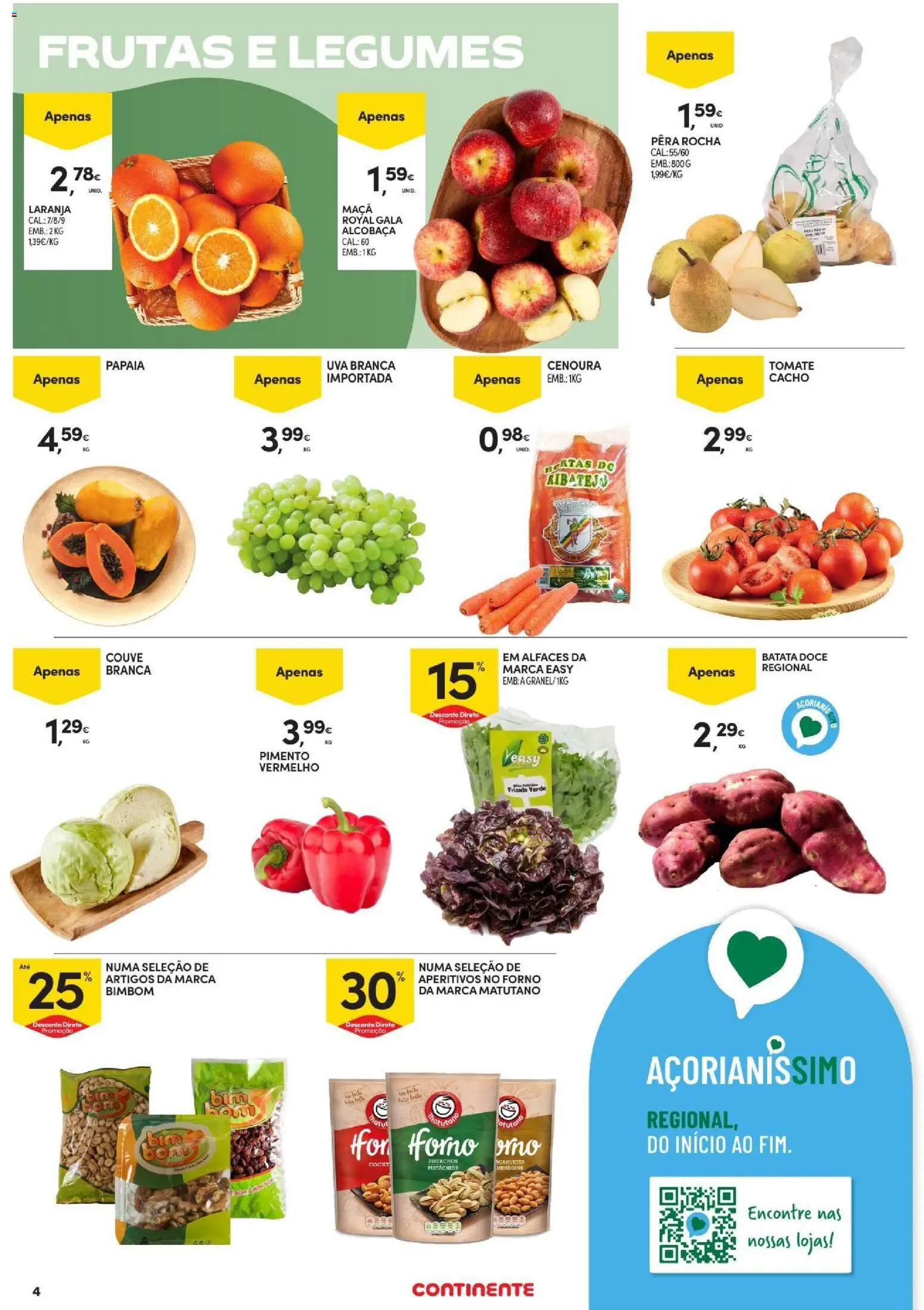 Continente folheto Açores │ válido de 29/10/2026 | Página: 4 | Produtos: Batata, Pistáchios, Forno, Legumes
