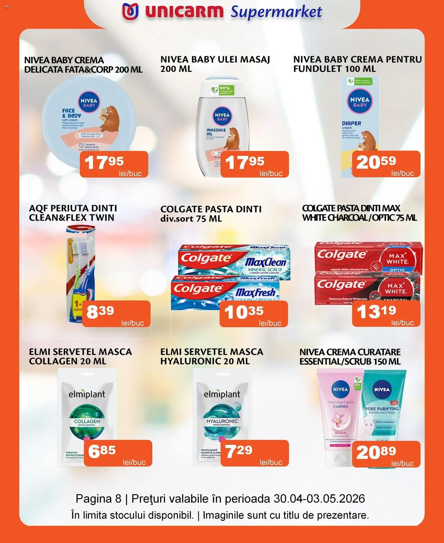 Noul catalog Unicarm – valabil de la 30.04.2026 | Pagină: 8 | Produse: Scrub, Body, Cremă, Ulei