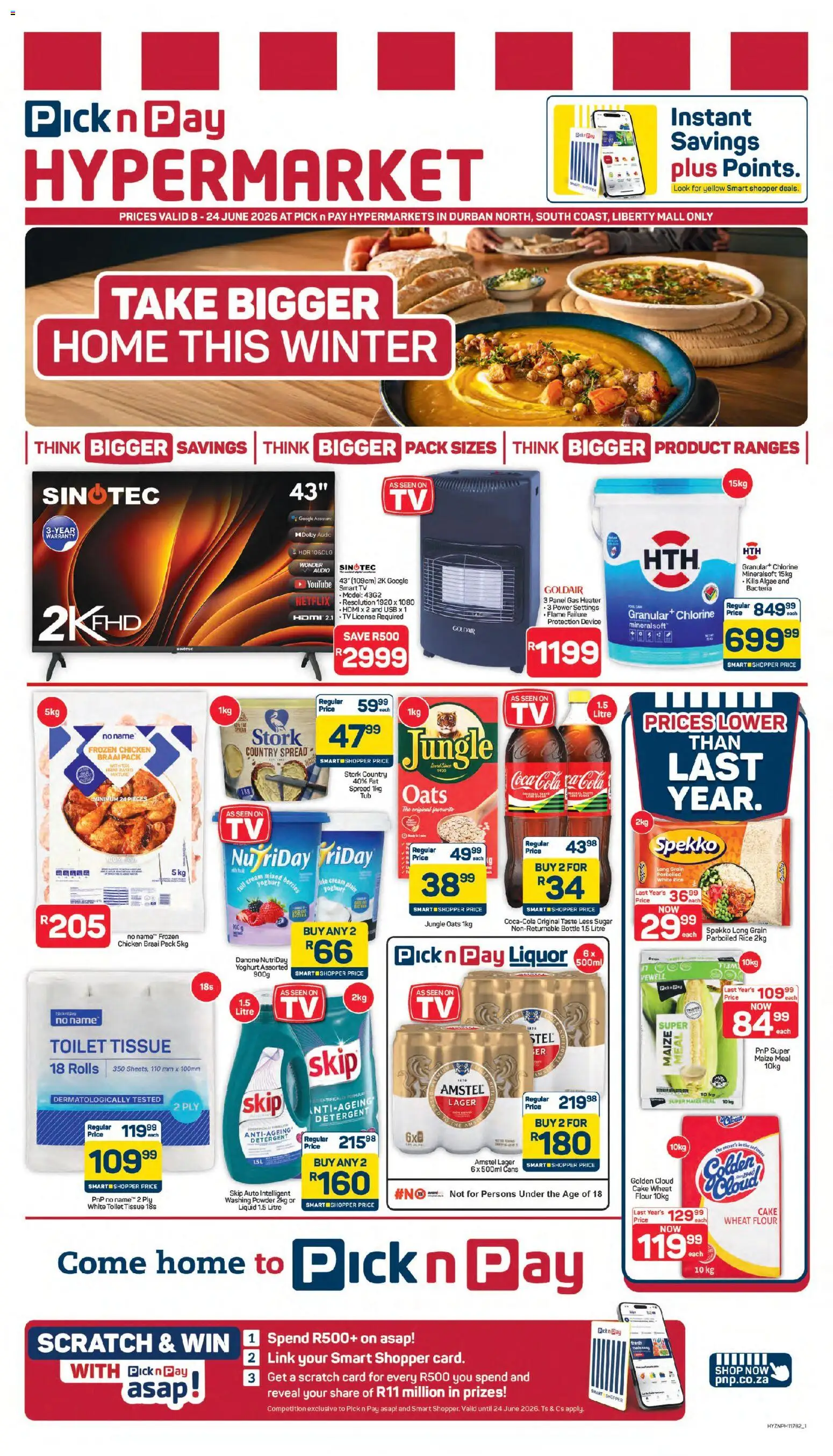 New Pick n Pay catalogue – valid from 08.06.2026 | Page: 1 | Products: Audio, Maize meal, Fat spread, Detergent