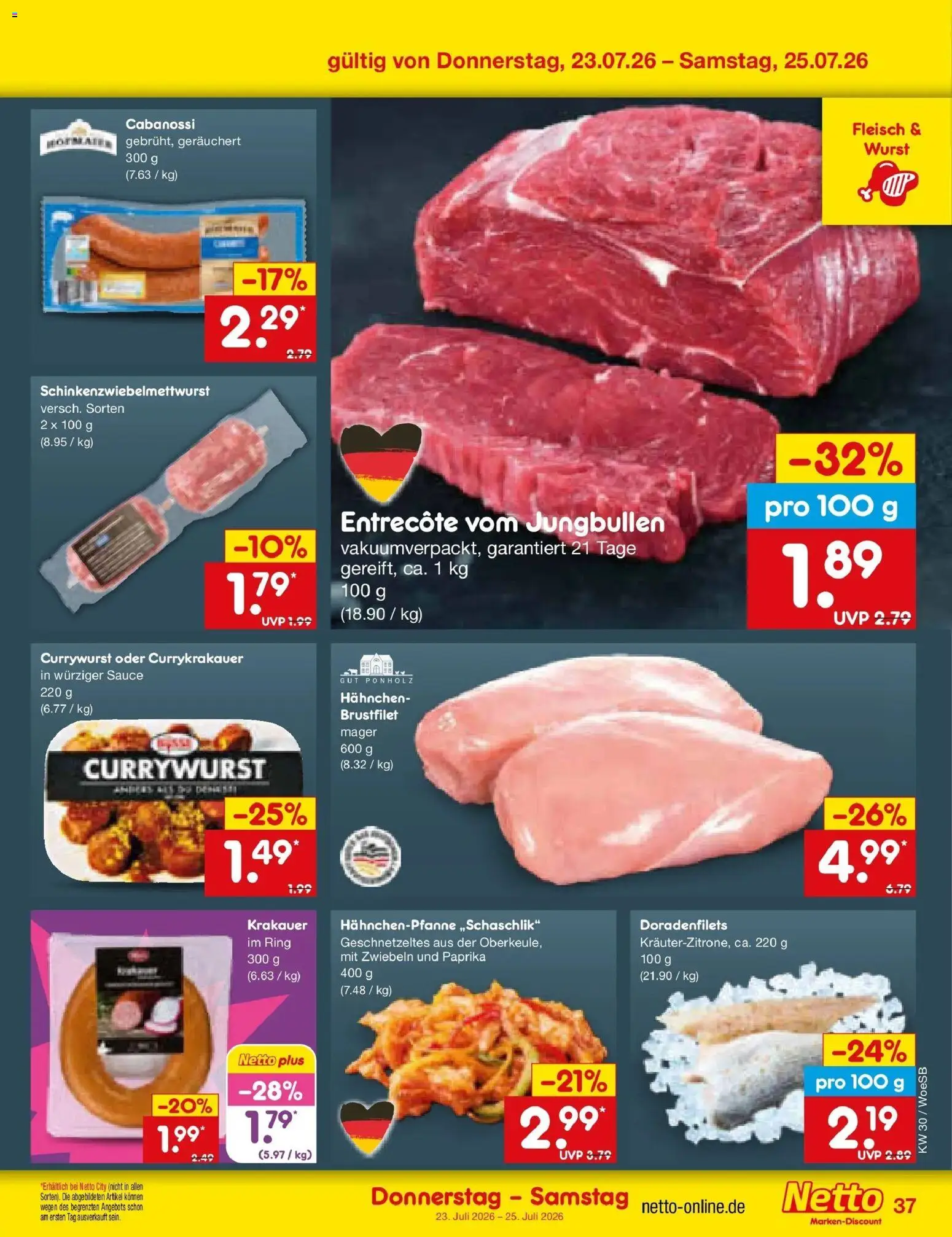 Netto Marken-Discount Prospekt Katzweiler – gültig ab 20.07.2026 | Seite: 61 | Produkte: Entrecote, Zwiebeln, Paprika, Fleisch