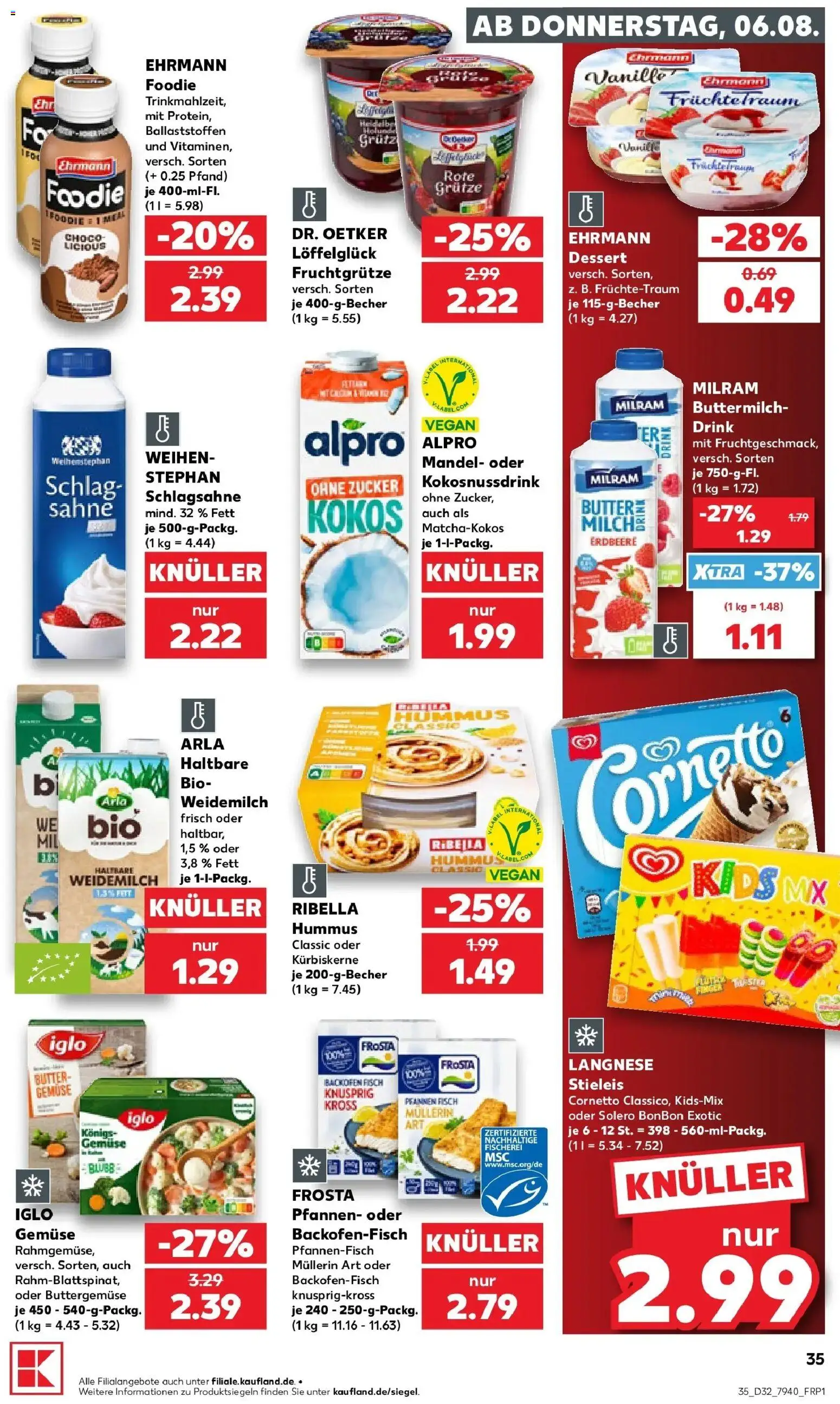 Kaufland Prospekt Bottrop – gültig ab 03.08.2026 | Seite: 44 | Produkte: Buttermilch, Schlagsahne, Alpro, Backofen