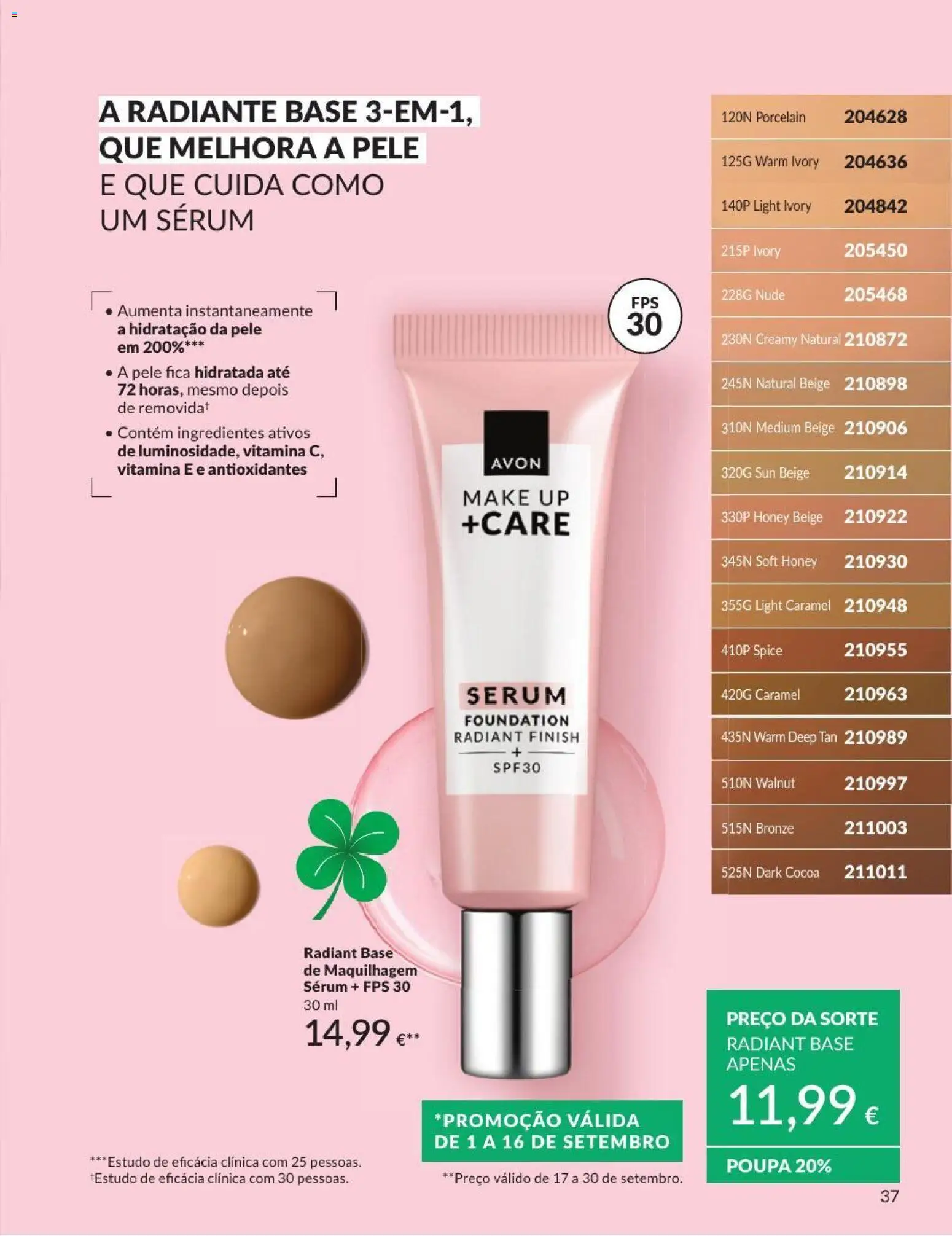 Catálogo Avon Campanha 9 │ válido de 01/09/2026 | Página: 37 | Produtos: Ingredientes, Maquilhagem, Base, Sérum