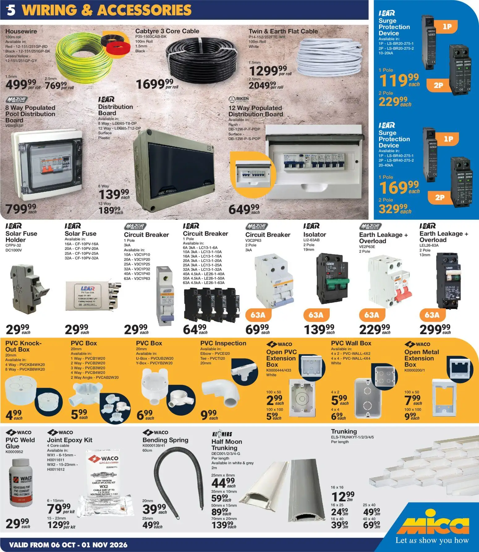 New MICA catalogue – valid from 06/10/2026 | Page: 5 | Products: Cable, Box, Adhesive