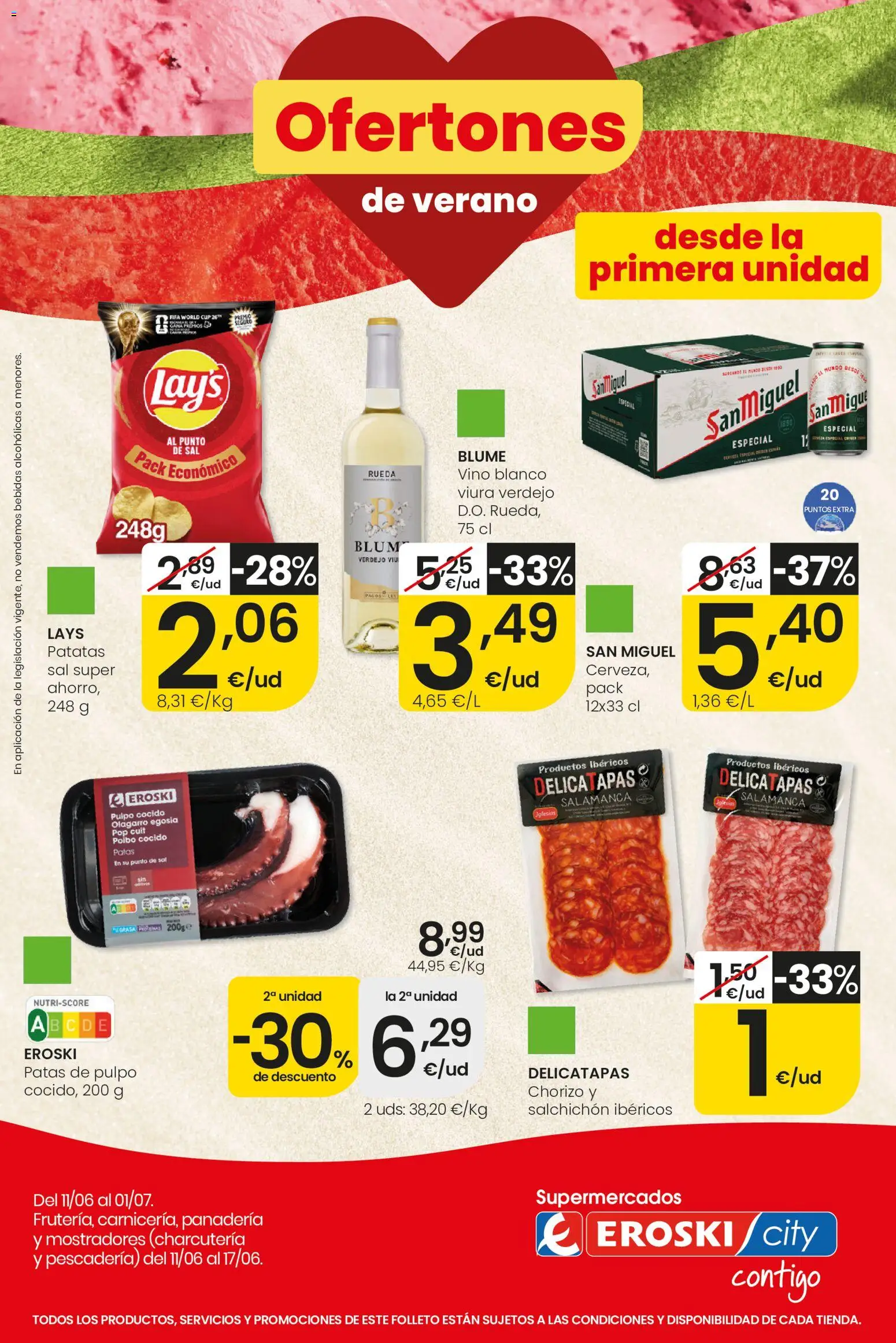 Eroski Ofertones de verano City │ válido desde el 11.06.2026 | Página: 1 | Productos: Vino, Panadería
