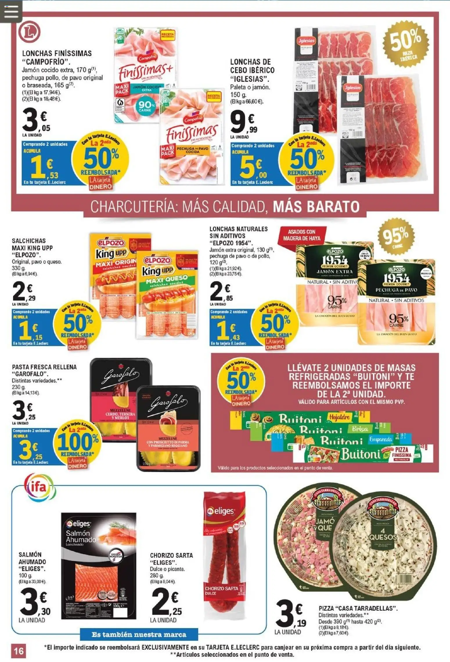 E.Leclerc folleto │ válido desde el 17.06.2026 | Página: 16 | Productos: Queso, Jamón cocido, Té, Loncheado