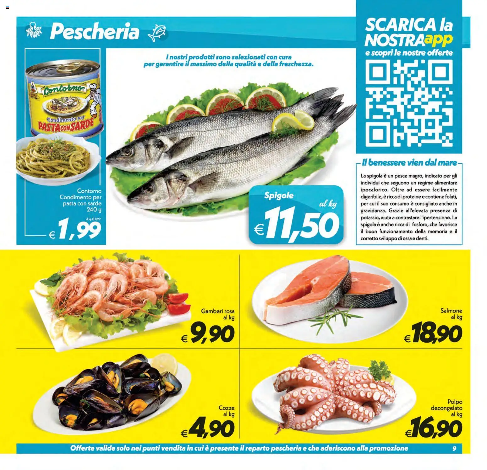 Volantino SuperConveniente del 01/09/2026 | Pagina: 9 | Prodotti: Salmone, Pesce, Pasta, Spigola