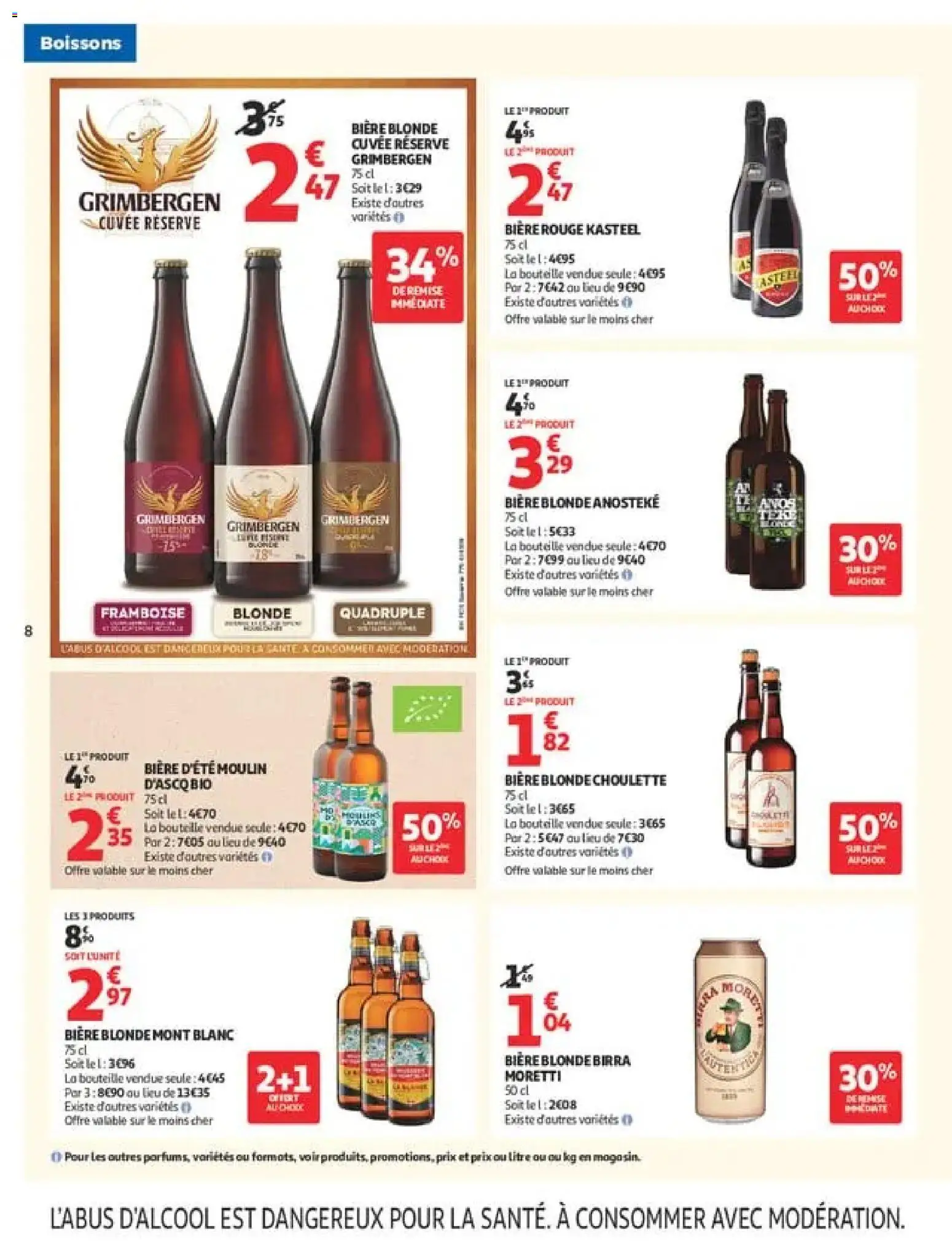 {H1} | Page: 8 | Produits: Framboise, Bière blonde, Bouteille, Bière