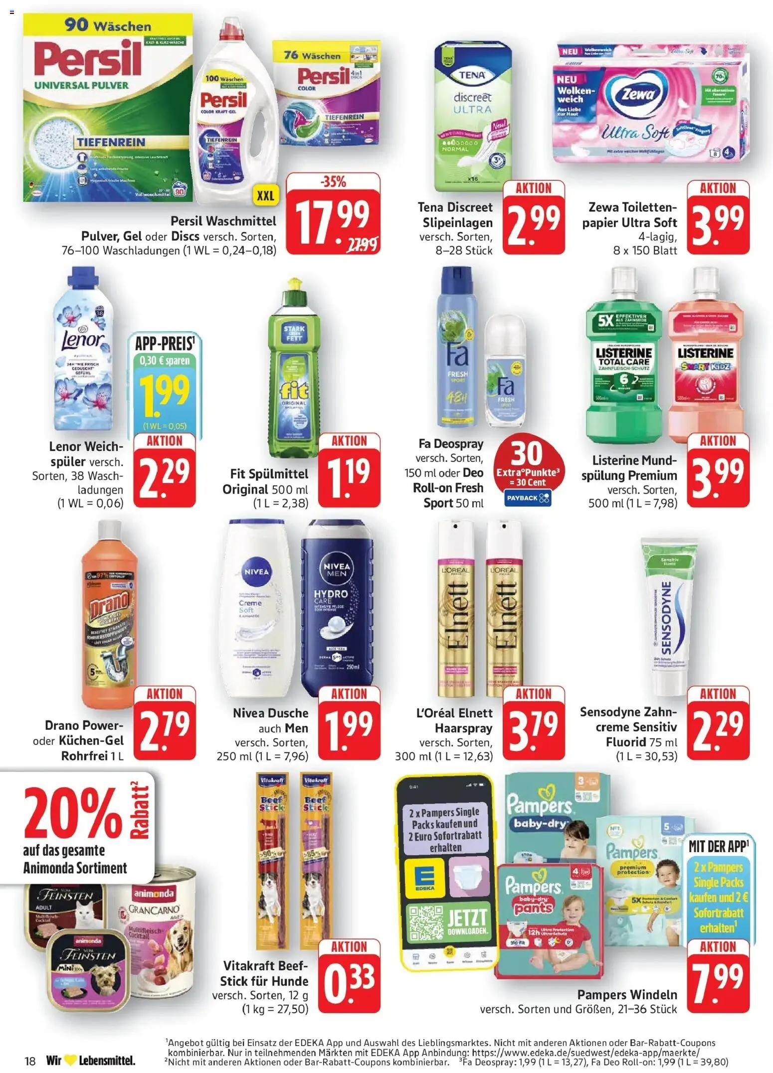 Edeka Prospekt Eislingen (ab 31.08.2026) » Angebote Online | Seite: 18 | Produkte: Lenor, Pampers, Waschmittel, Persil