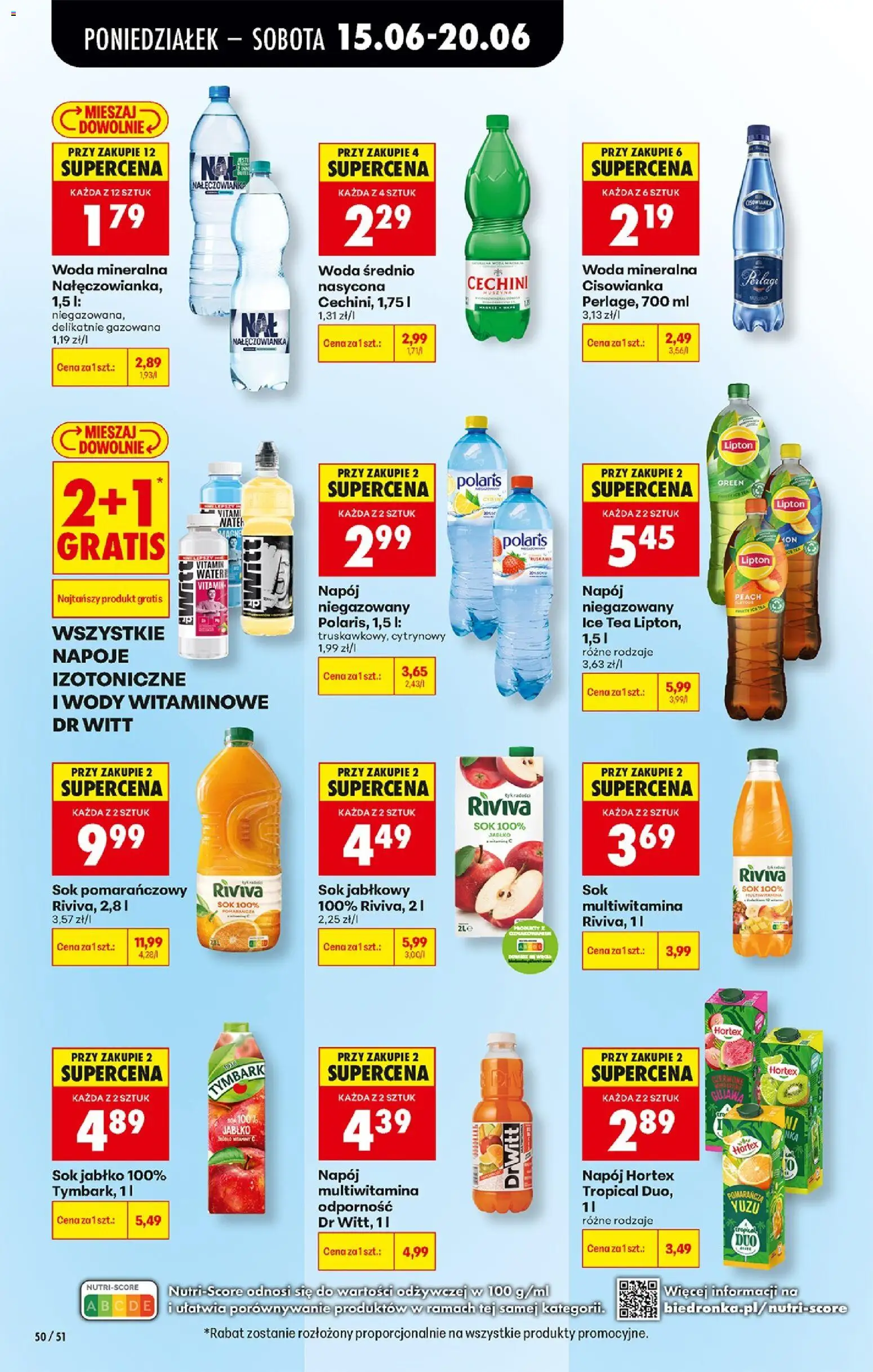 Biedronka gazetka od poniedziałku od 15.06.2026 | Strona: 68 | Produkty: Sok pomarańczowy Riviva, Napoje, Sok, Woda