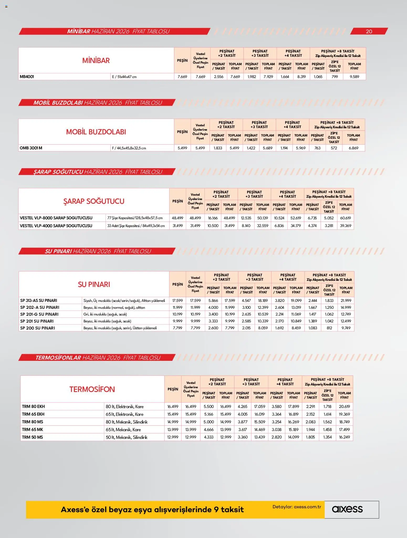Vestel Katalog - 01.06.2026 tarihinden itibaren geçerlidir | Sayfa: 20 | Ürünler: Şarap, Su, Buzdolabı