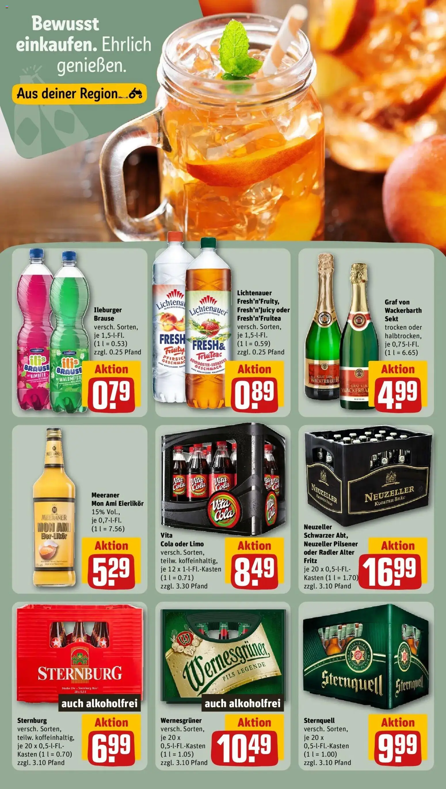 Rewe Prospekt Schmalkalden – gültig ab 13.07.2026 | Seite: 17 | Produkte: Bier, Radler, Pfirsich, Vita cola