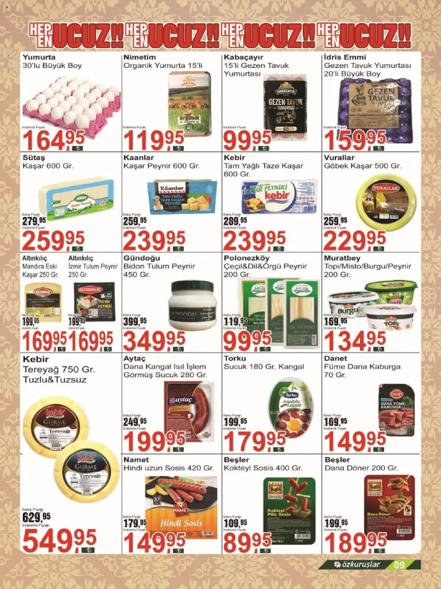 Özkuruşlar Katalog - 21.05.2026 tarihinden itibaren geçerlidir | Sayfa: 9 | Ürünler: Tereyağı, Peynir, Yumurta, Sucuk