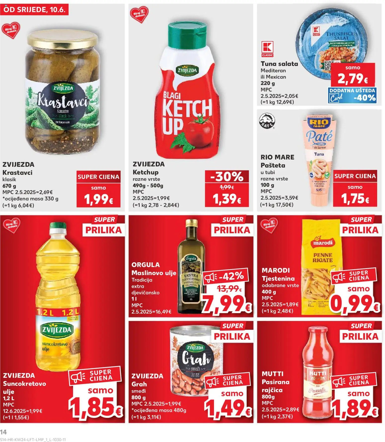 Kaufland katalog | vrijedi od 10.06.2026 | Stranica: 14 | Proizvodi: Grah, Maslinovo ulje, Pašteta, Tuna