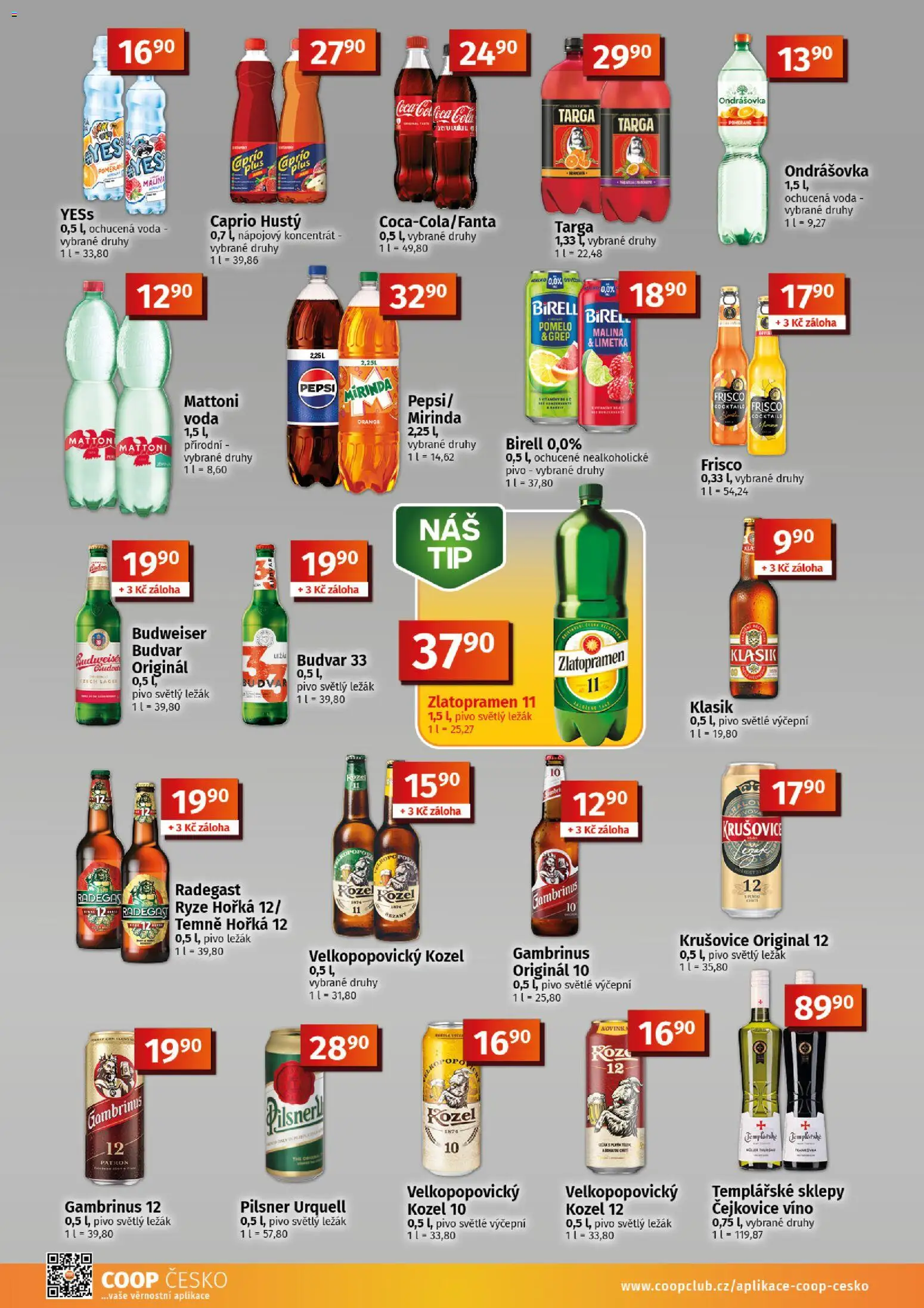 Coop leták - Tuty od 09.09.2026 | Strana: 8 | Produkty: Zlatopramen, Pilsner, Velkopopovický Kozel, Budvar 33