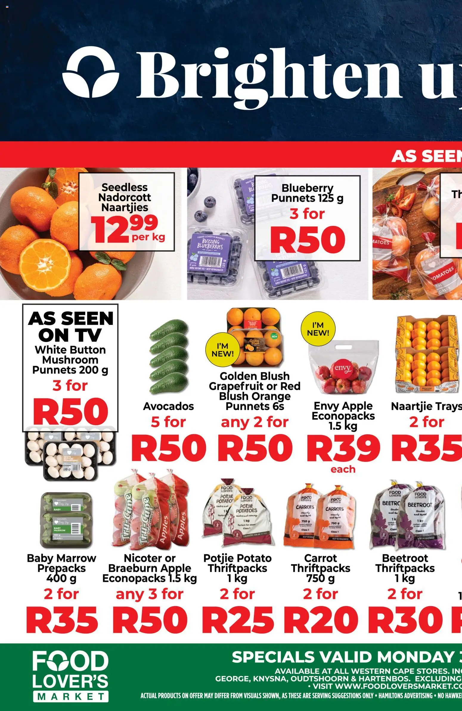 New Food Lover's Market catalogue – valid from 03/08/2026 | Page: 1 | Products: Blueberries, Apples, Carrots, Potatoes