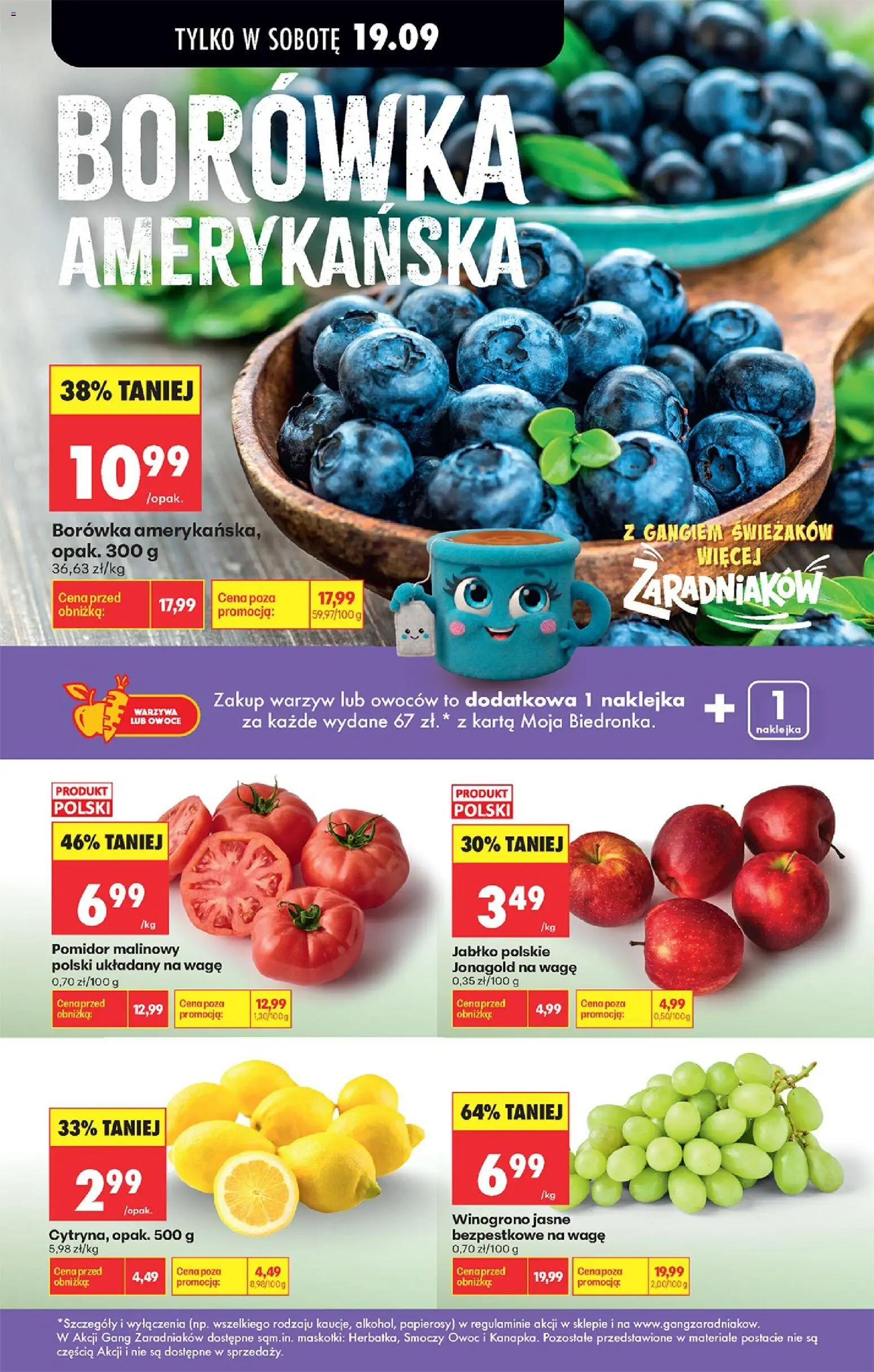 Biedronka gazetka - Najtańsza sobota od 19.09.2026 | Strona: 2 | Produkty: Maskotki, Smoczy owoc, Pomidor, Owoce