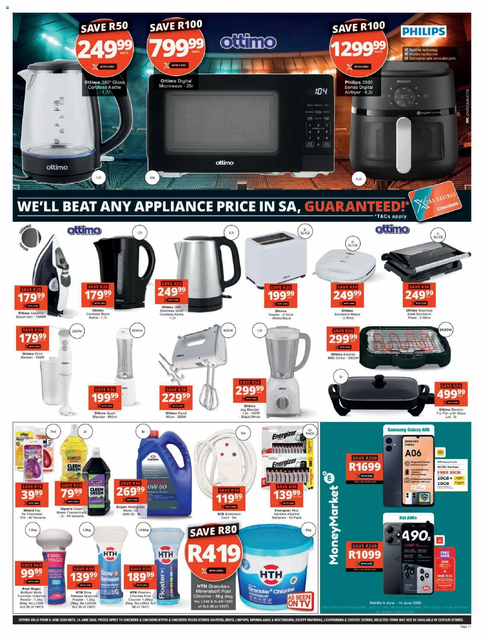 New Checkers catalogue – valid from 08.06.2026 | Page: 11 | Products: Kettle, Battery, Blender, Oil