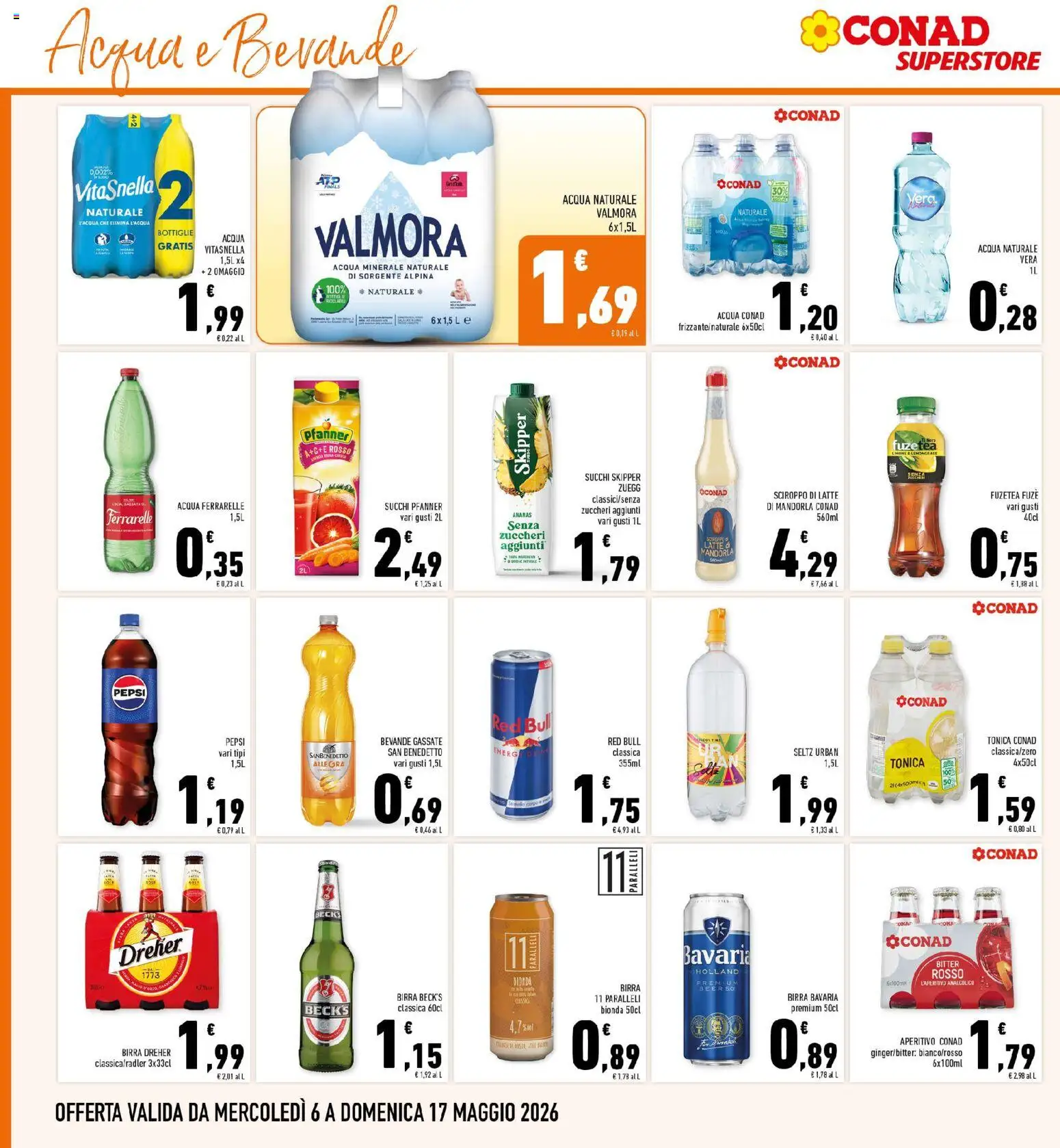 Volantino Conad del 06.05.2026 | Pagina: 20 | Prodotti: Birra, Latte, Red Bull, Aperitivo