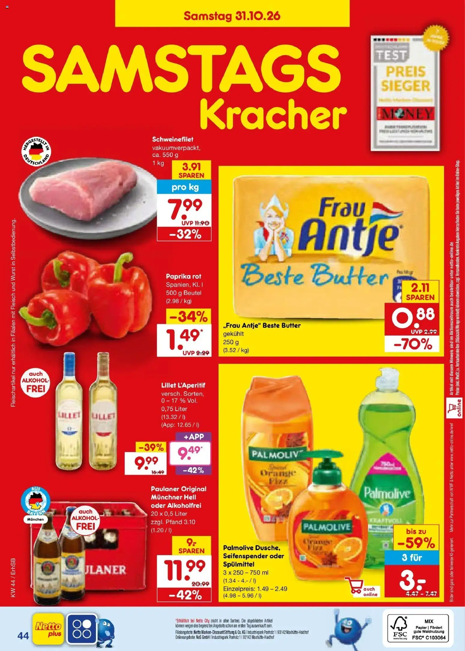 Netto Marken-Discount Prospekt Mauern – gültig ab 26.10.2026 | Seite: 58 | Produkte: Butter, Seifenspender, Lillet, Paulaner