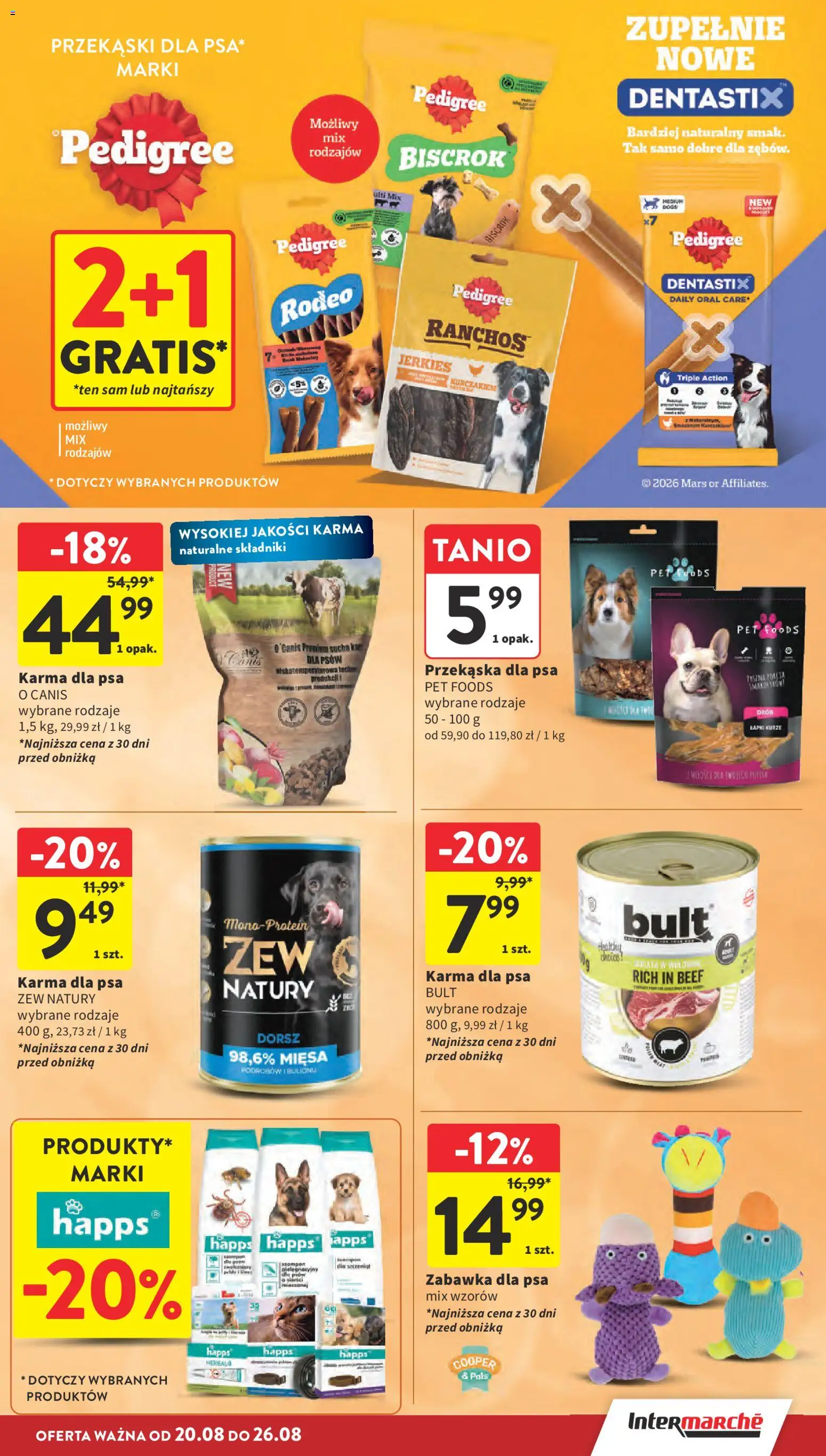 Intermarche gazetka od 20.08.2026 | Strona: 37 | Produkty: Przekąski, Pedigree, Dentastix, Karma dla psa