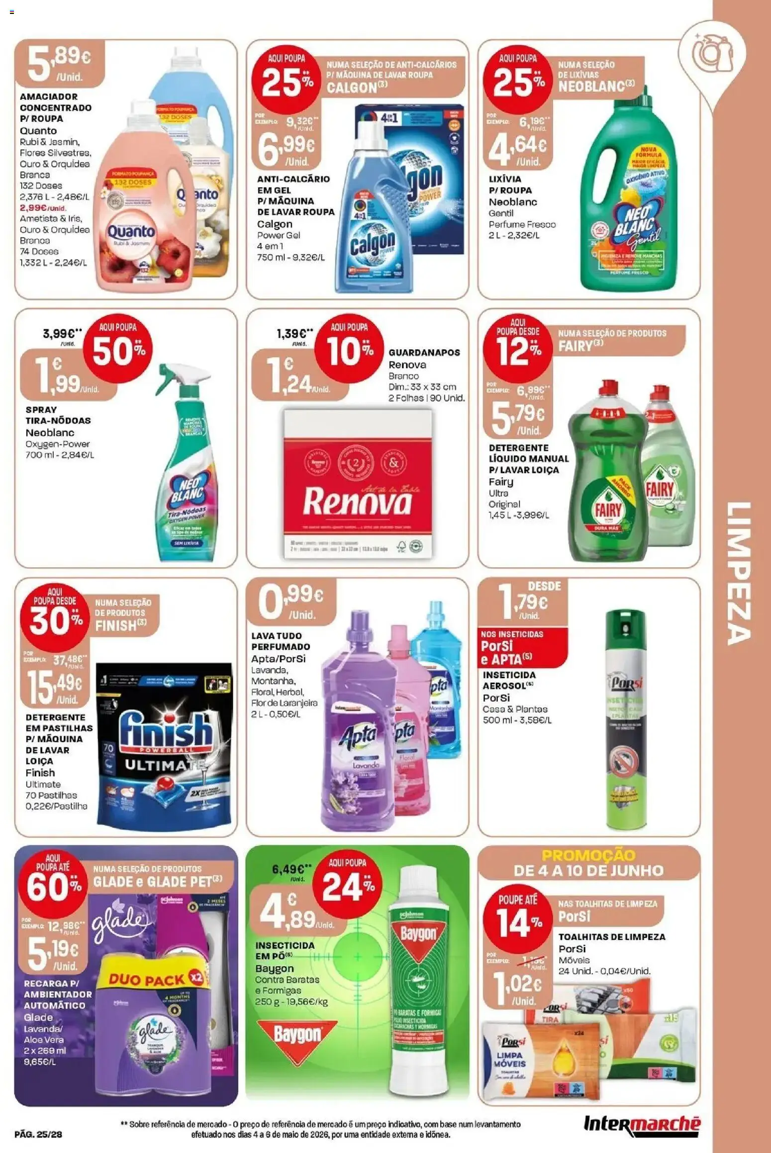 Intermarché - Isto é que são preços BAIXOS │ válido de 04/06/2026 | Página: 25 | Produtos: Máquina de lavar, Flores, Inseticida, Limpa móveis