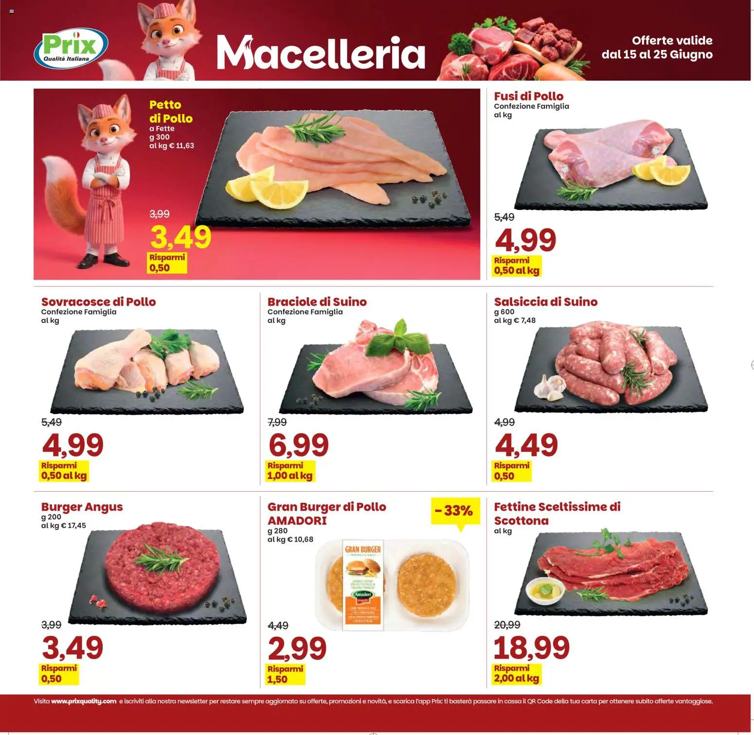 Volantino Prix del 15.06.2026 | Pagina: 5 | Prodotti: Pollo, Suino, Salsiccia