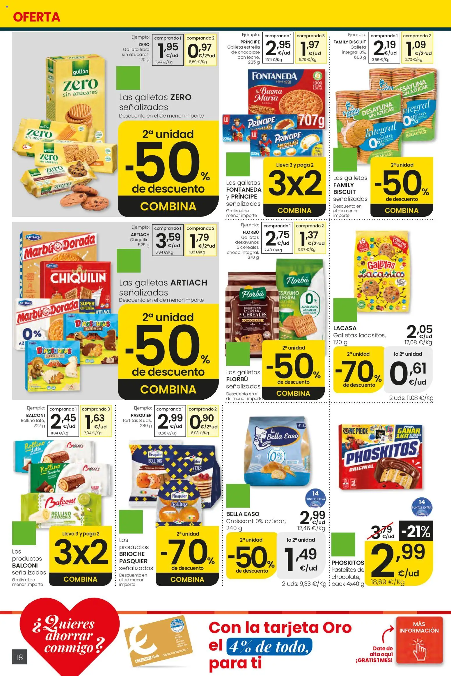 Eroski Ofertones de verano │ válido desde el 11.06.2026 | Página: 18 | Productos: Chocolate, Croissant, Cereales, Galletas