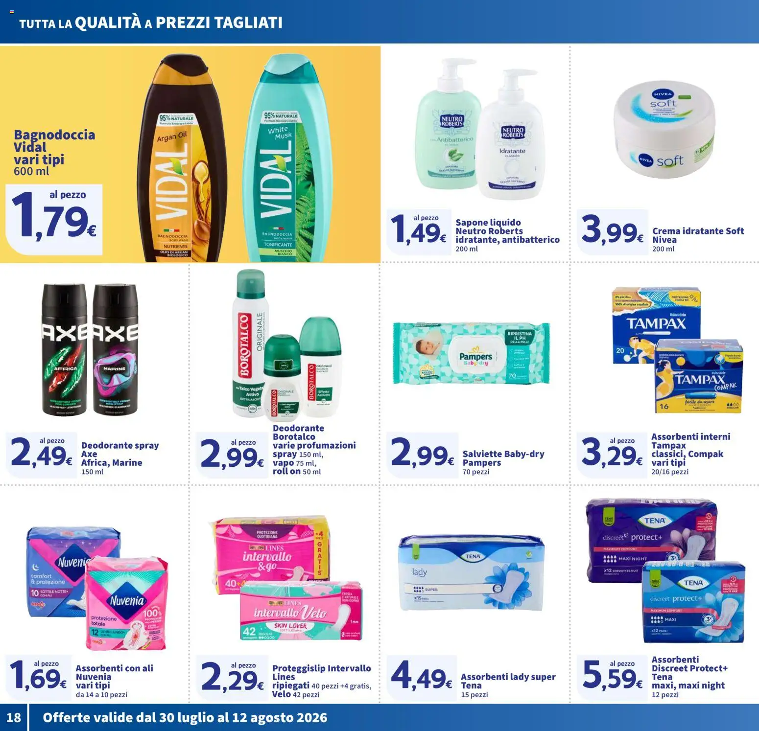 Volantino SIGMA del 30/07/2026 | Pagina: 18 | Prodotti: Sapone, Talco, Olio, Pesca