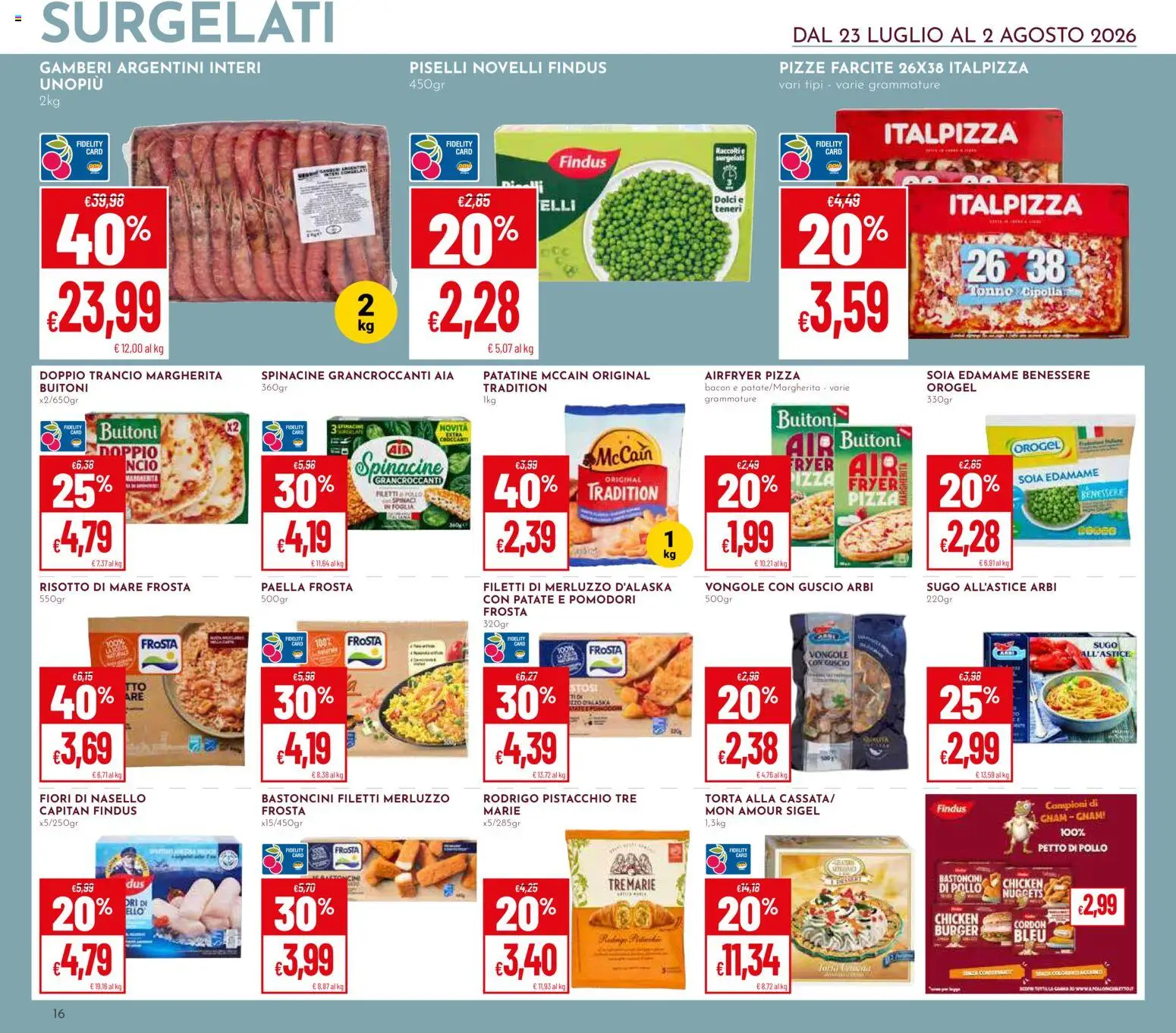 Volantino Pan del 23/07/2026 | Pagina: 16 | Prodotti: Merluzzo, Vongole, Torta, Paella