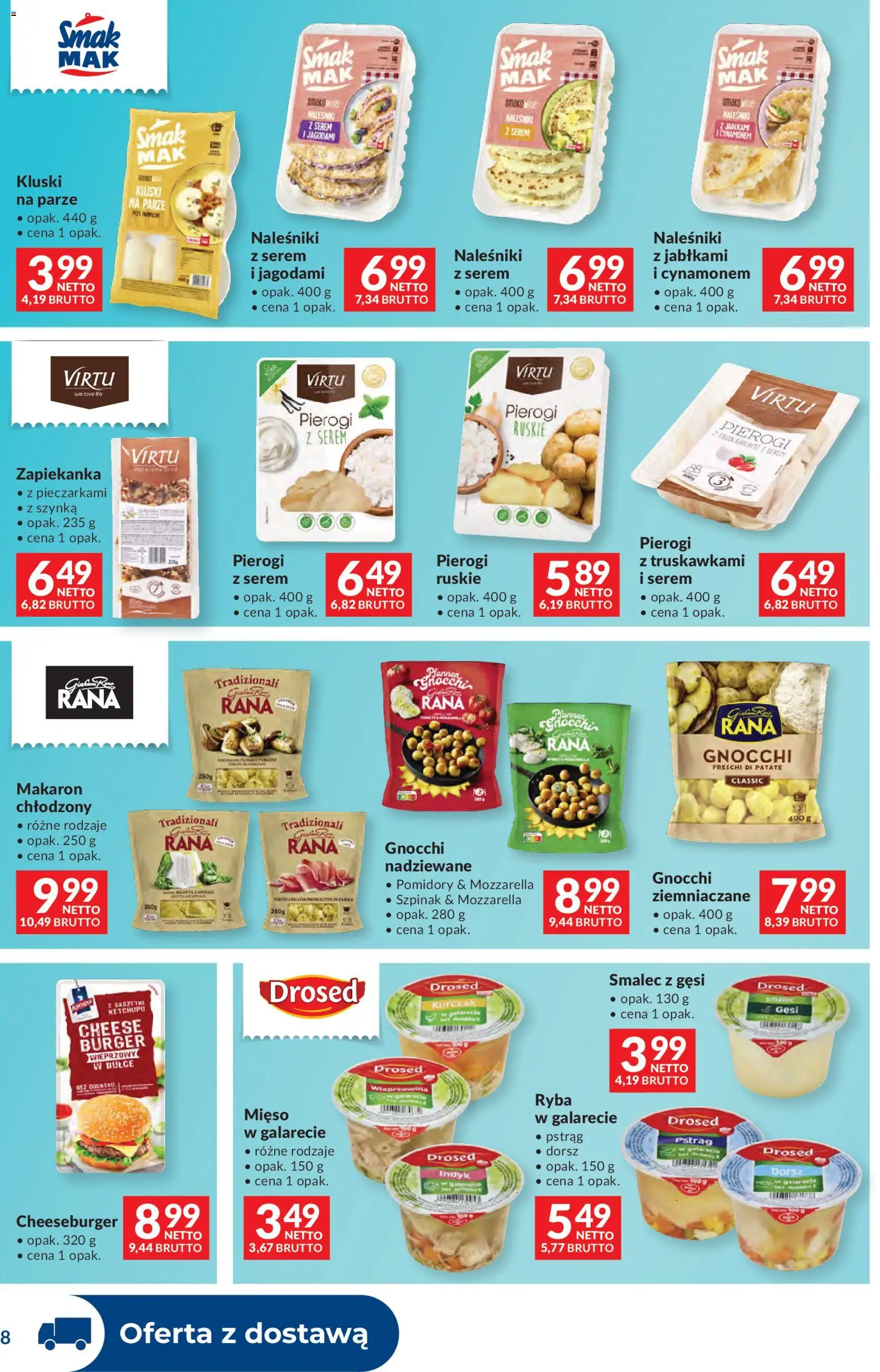 Makro gazetka - Dystrybucja do sklepów od 07.07.2026 | Strona: 8 | Produkty: Zapiekanka, Kluski na parze, Pstrąg, Gnocchi