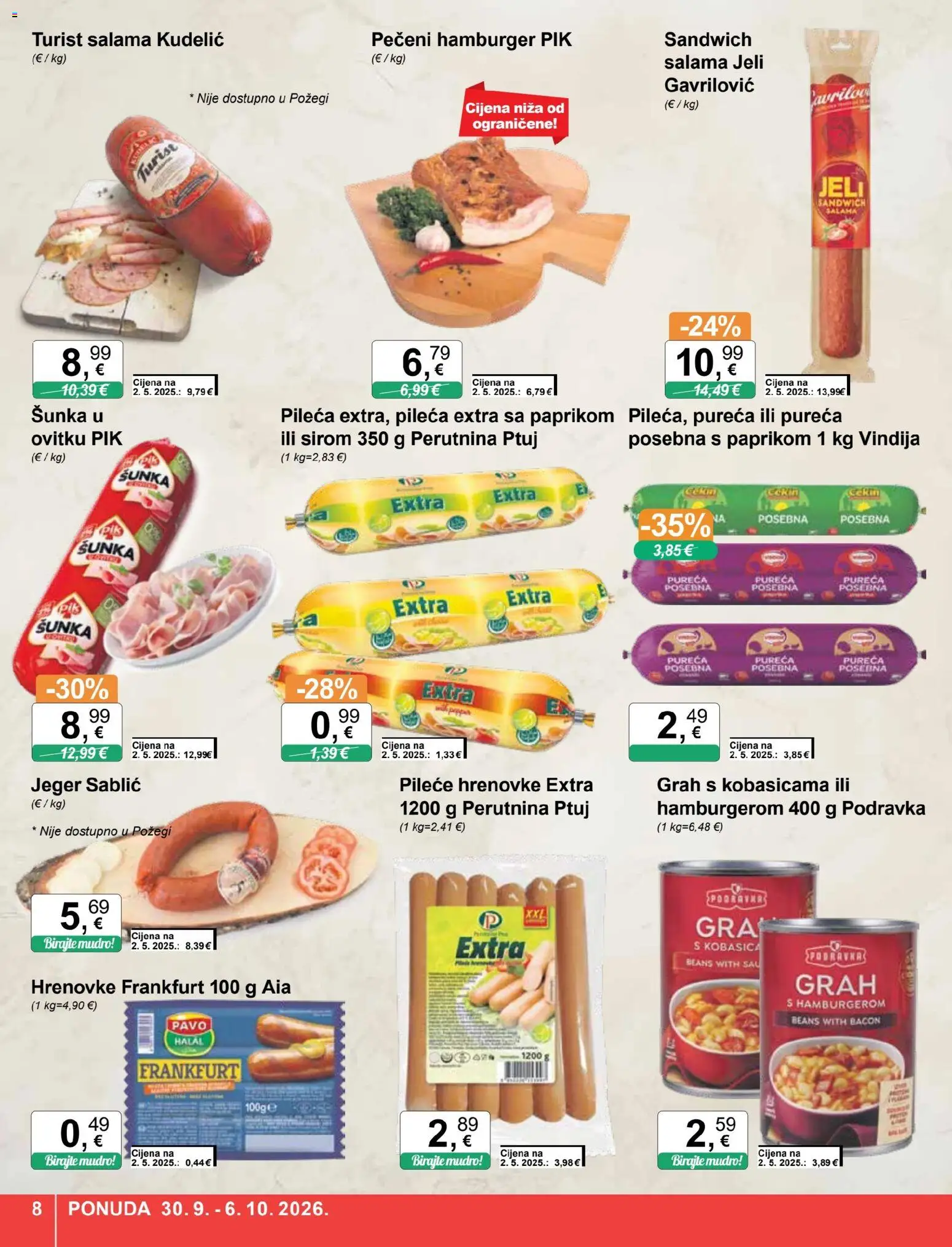 KTC katalog | vrijedi od 30.09.2026 | Stranica: 8 | Proizvodi: Grah, Šunka, Hrenovke, Šal