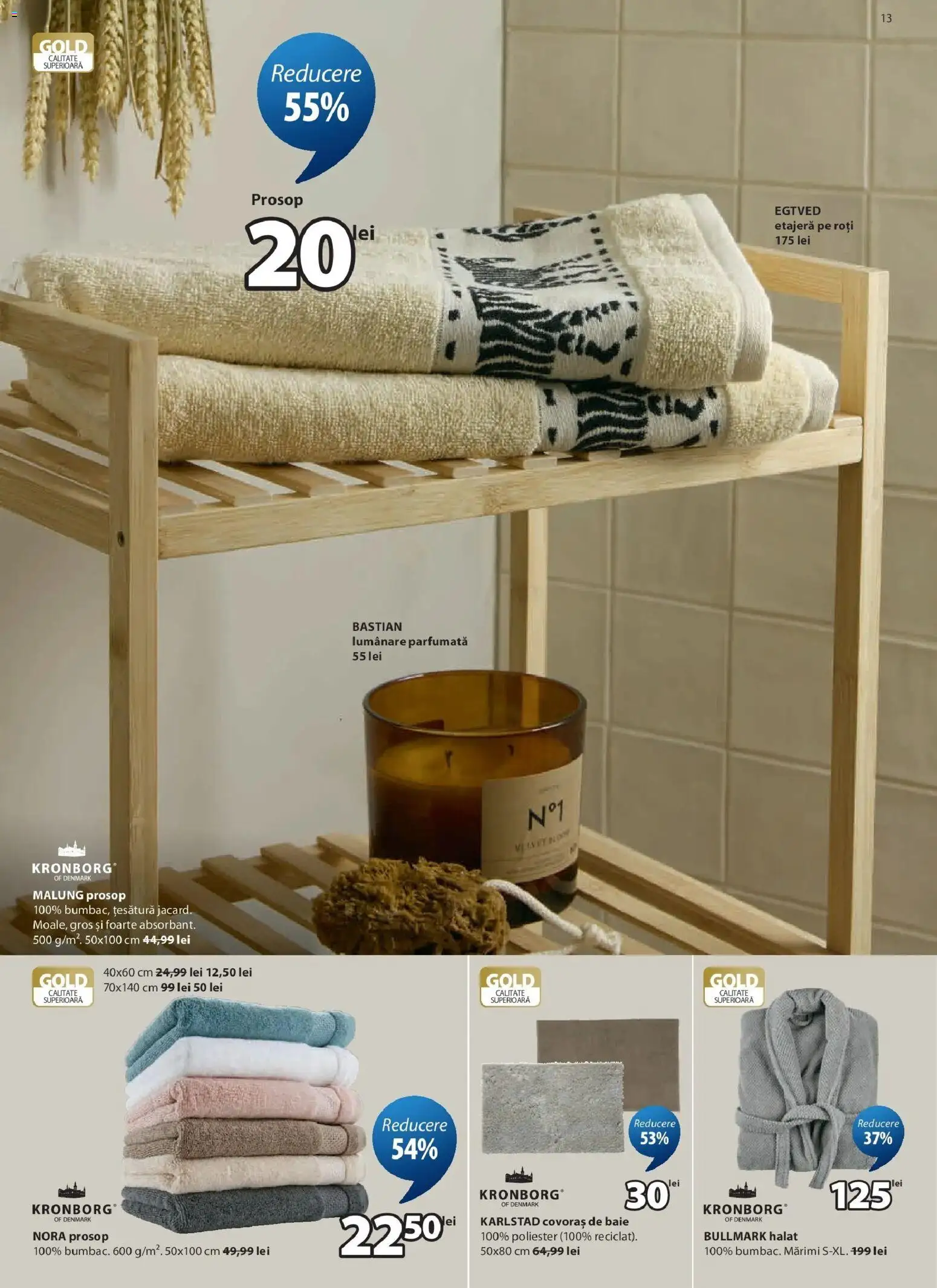 Noul catalog JYSK – valabil de la 04.08.2026 | Pagină: 13 | Produse: Etajeră, Lumânare, Covoraș de baie, Lumanare parfumata