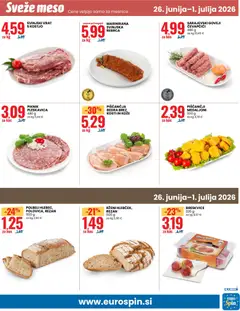 Eurospin katalog akcije – veljaven od 26.06.2026 | Stran: 13 | Izdelki: Rebrca, Čevapčiči, Piščančja bedra, Kos