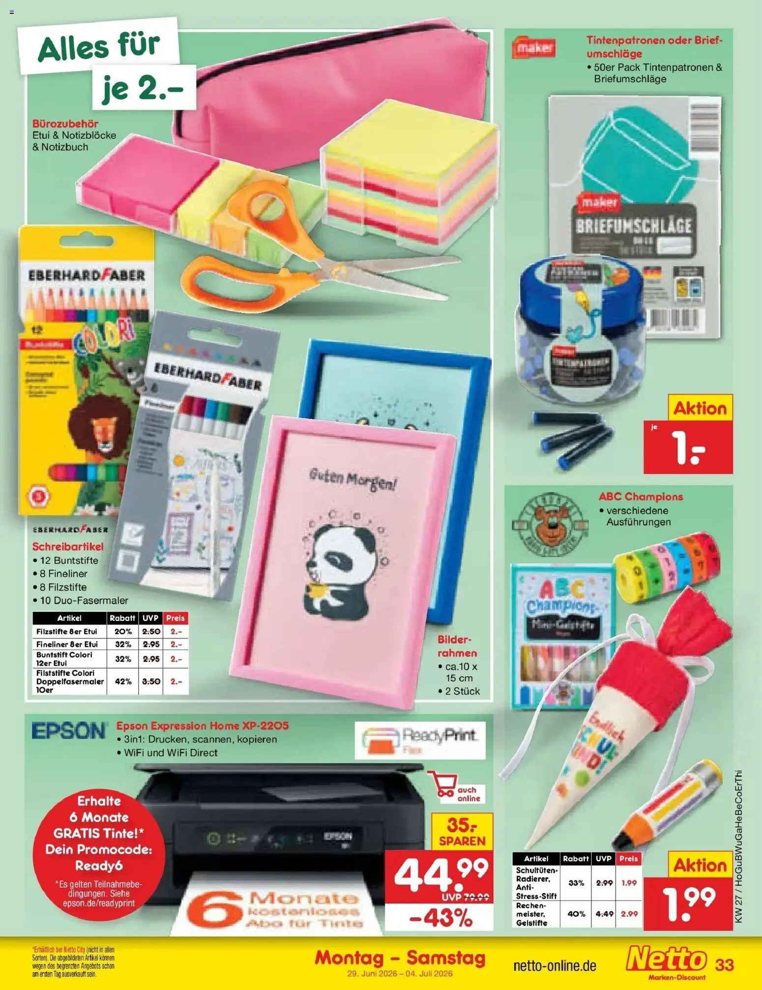 Netto Marken-Discount Prospekt Stemwede-Dielingen – gültig ab 29.06.2026 | Seite: 49 | Produkte: Epson, Bilder, Notizbuch