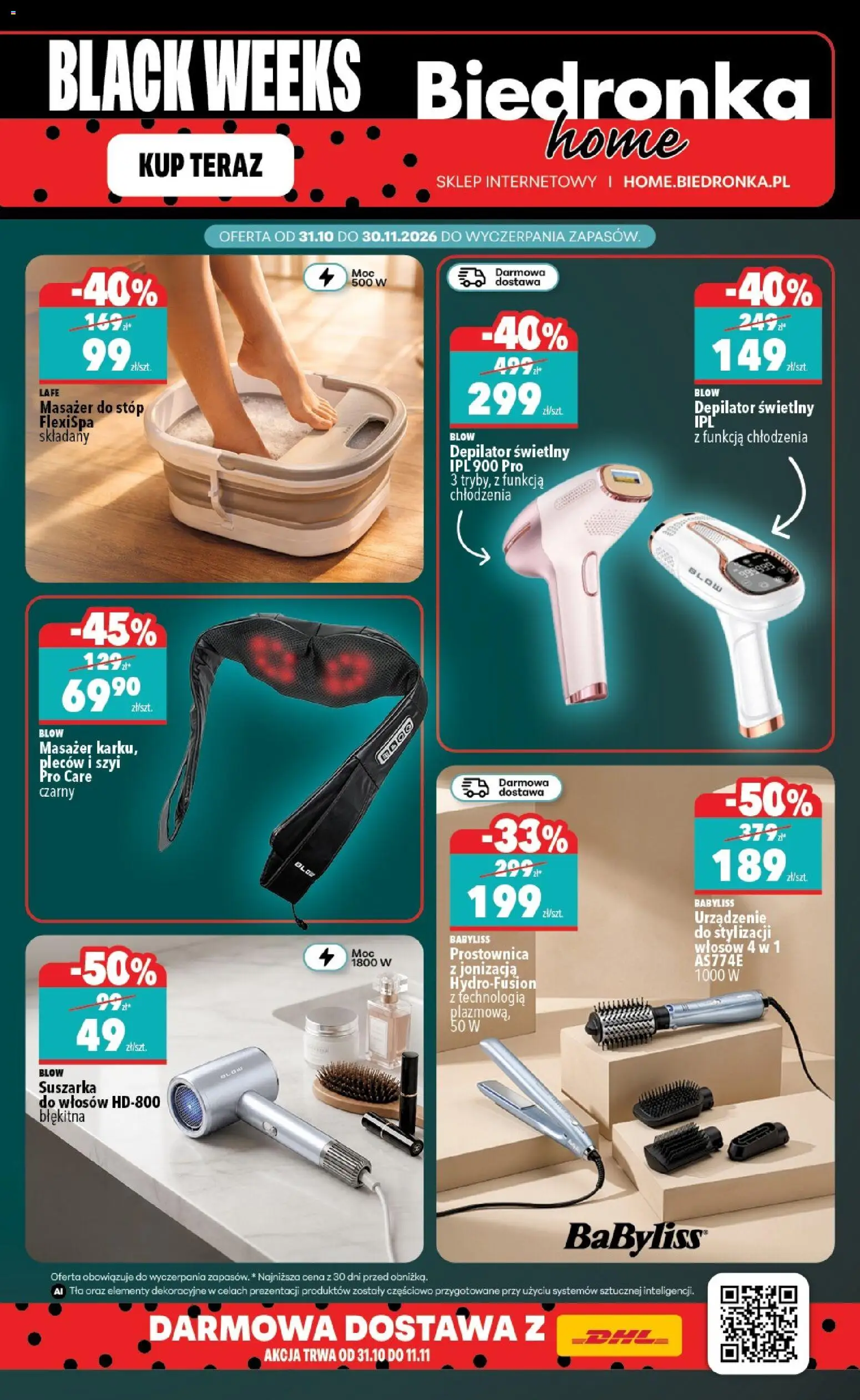 Biedronka Black Friday od 31.10.2026 | Strona: 5 | Produkty: Suszarka, Depilator, Suszarka do włosów, Prostownica
