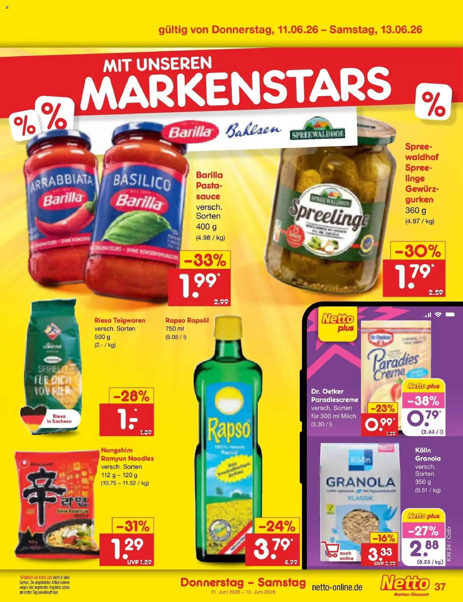 Netto Marken-Discount Prospekt Bitterfeld-Wolfen – gültig ab 08.06.2026 | Seite: 57 | Produkte: Barilla, Creme, Pasta, Gurken