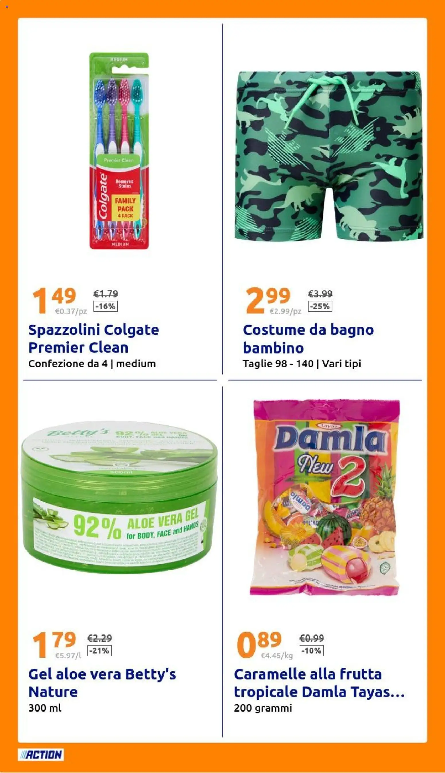 Volantino Action del 10.06.2026 | Pagina: 22 | Prodotti: Caramelle, Costume da bagno, Frutta, Aloe vera