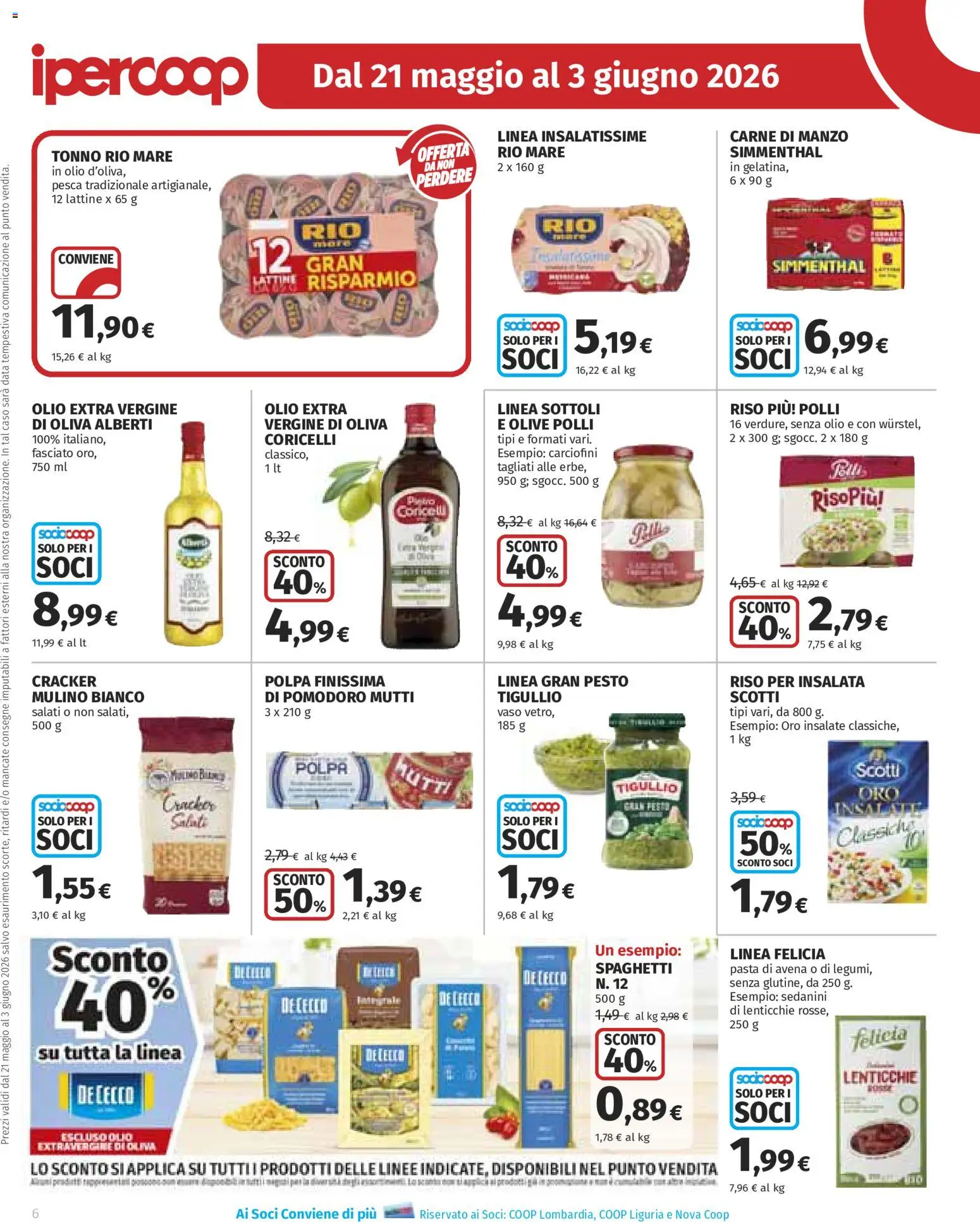 Volantino Ipercoop del 21.05.2026 | Pagina: 6 | Prodotti: Riso, Pomodoro, Pesto, Tonno