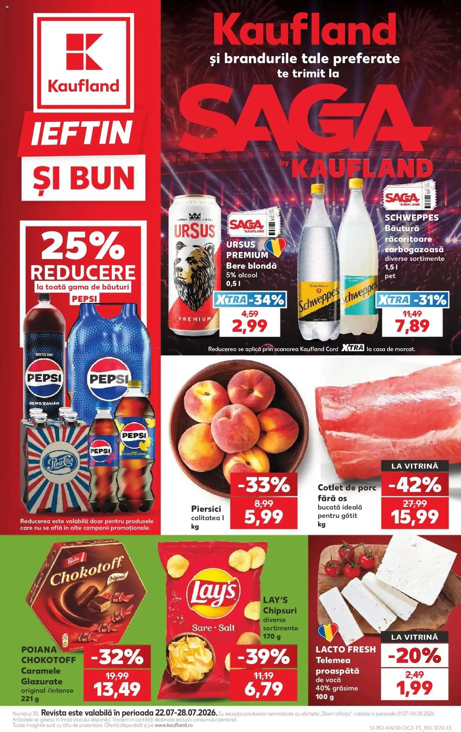Noul catalog Kaufland – valabil de la 22.07.2026 | Pagină: 1 | Produse: Schweppes, Pepsi, Chipsuri, Zahăr