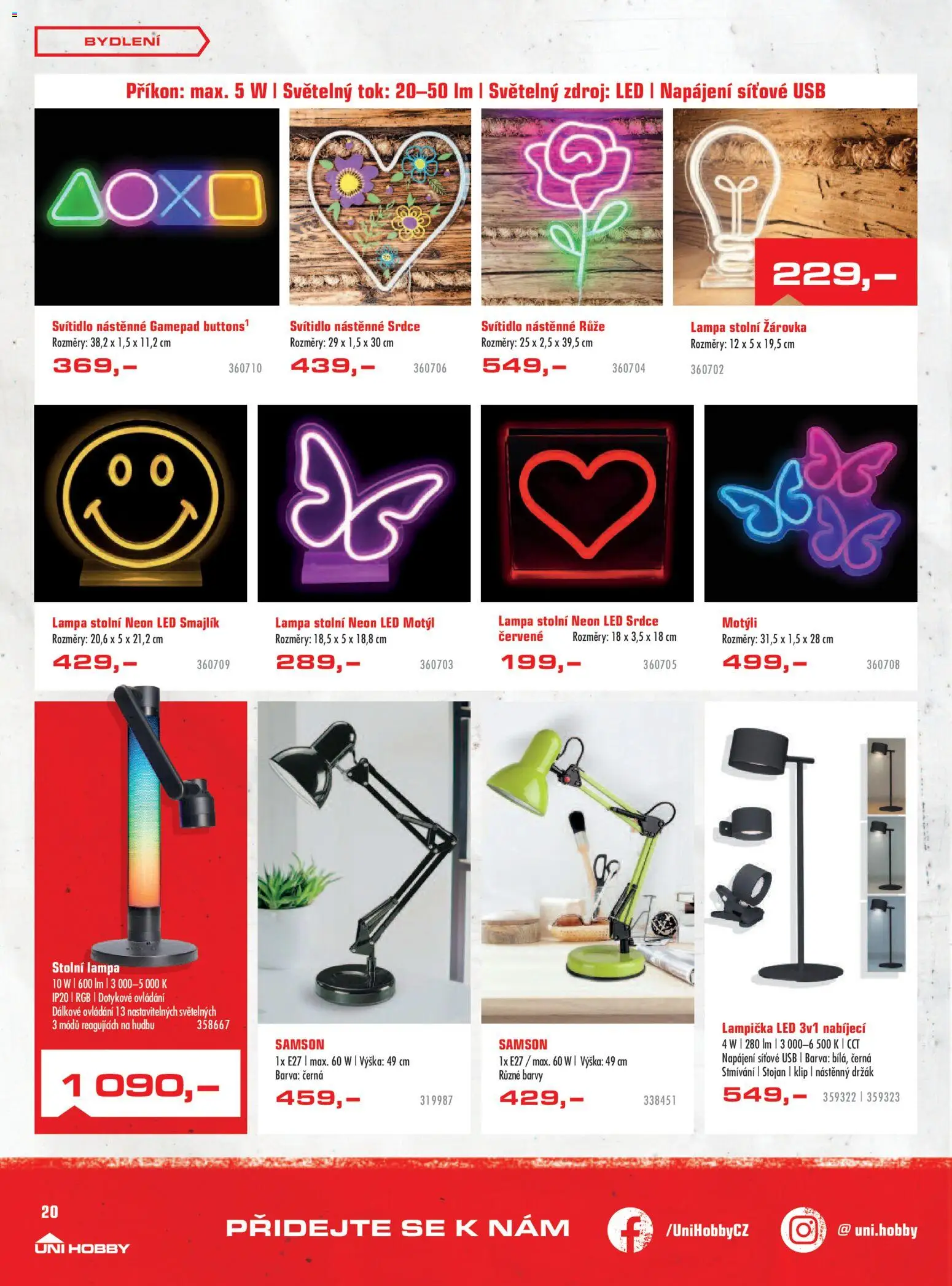 Uni Hobby leták od 27.08.2026 | Strana: 20 | Produkty: Lampička, Lampa, Barvy, LED