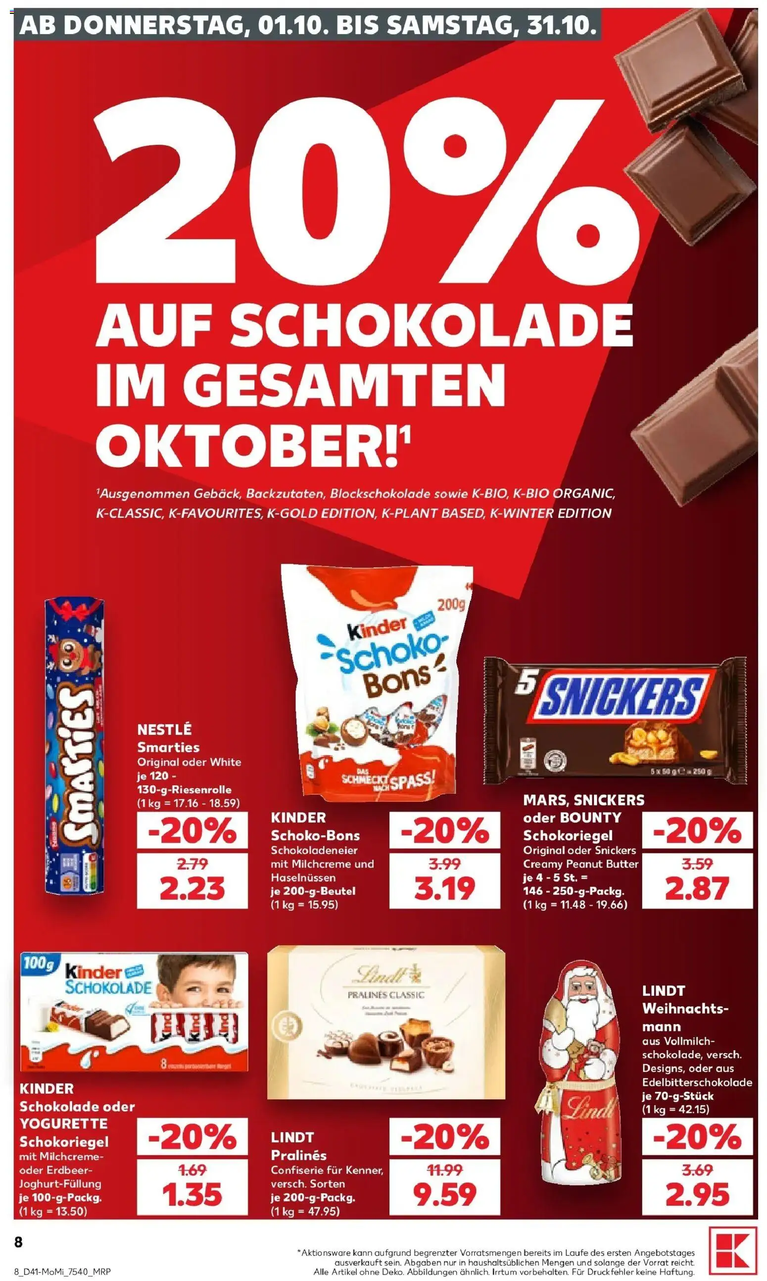 Prospekt Kaufland ab 05.10.2026 » Angebote Online zum Blättern | Seite: 8 | Produkte: Butter, Schokolade, Smarties, Lindt