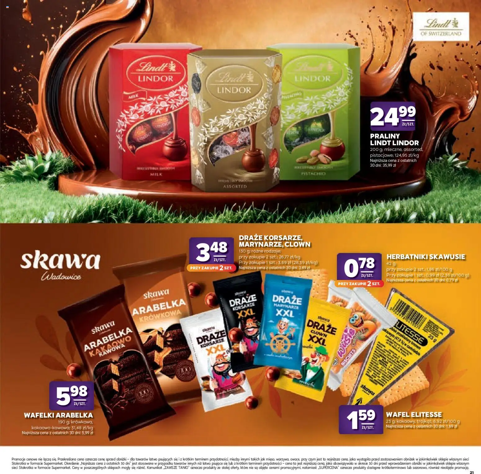 Stokrotka gazetka - Katalog Kulinarny od 20.08.2026 | Strona: 21 | Produkty: Lindt, Stokrotka, Herbatniki, Wafelki