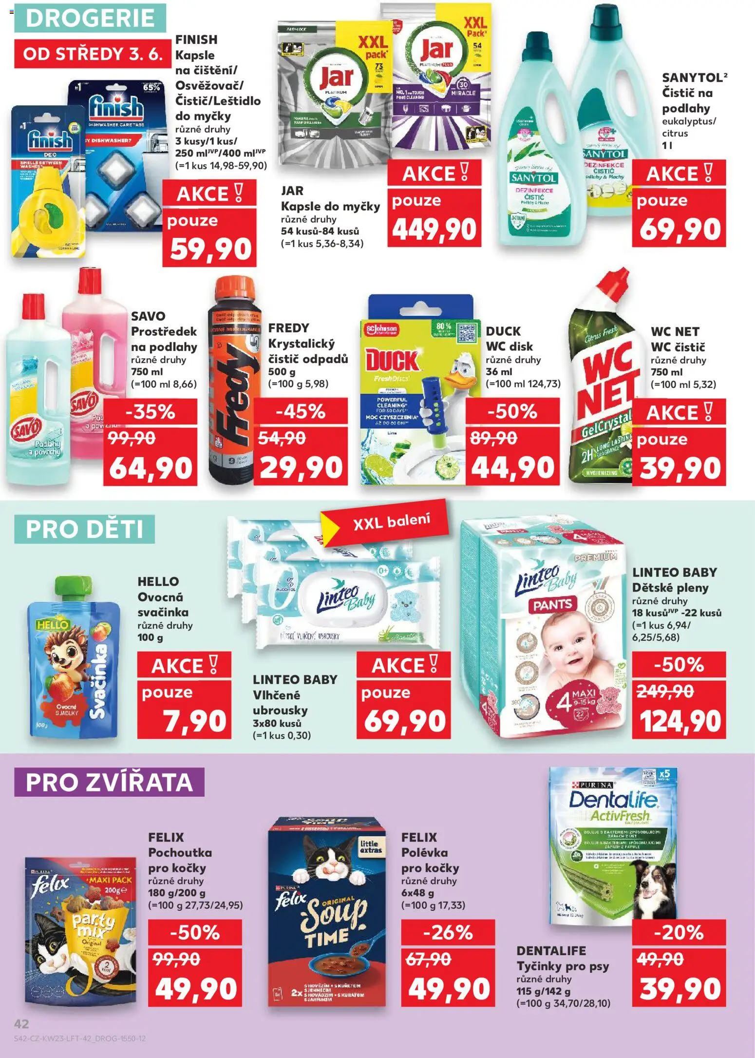 Kaufland leták - Praha 4 od 03.06.2026 | Strana: 42 | Produkty: Felix, Finish, Savo, Wc čistič