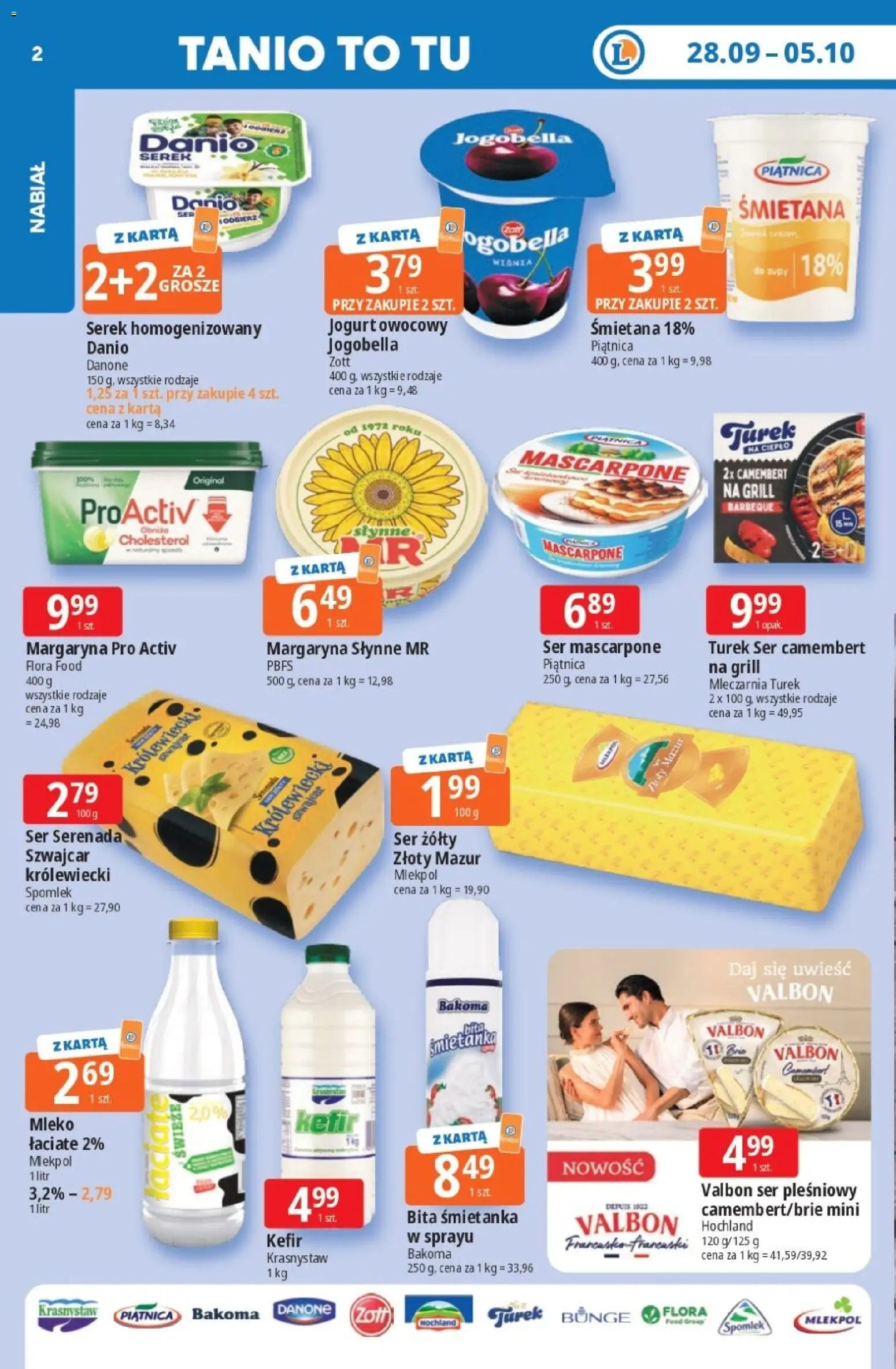 E.Leclerc gazetka - Tanio To Tu od 28.09.2026 | Strona: 2 | Produkty: Ser żółty, Mascarpone, Margaryna, Ser mascarpone