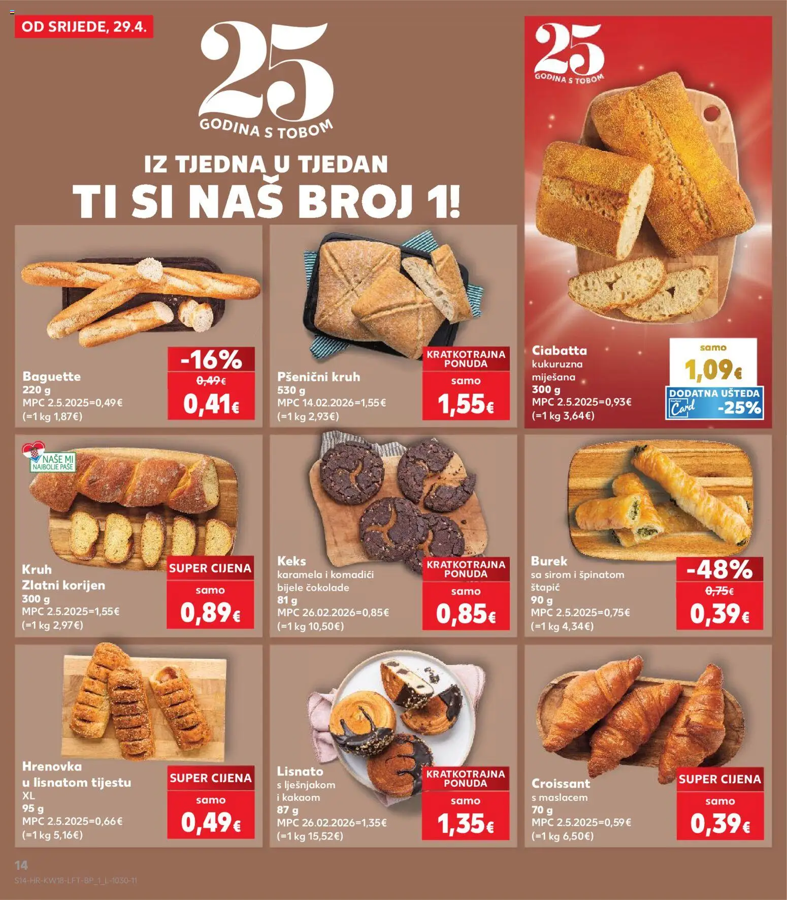 Kaufland katalog | vrijedi od 29.04.2026 | Stranica: 14 | Proizvodi: Kruh, Keks, Burek, Karamela