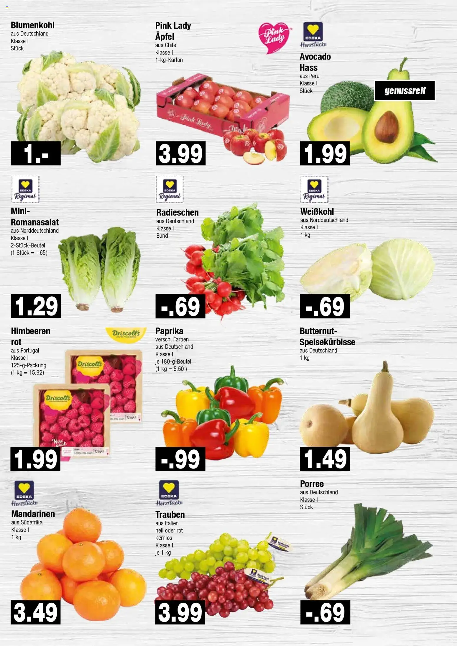 Edeka Prospekt Hamburg (ab 28.09.2026) » Angebote Online | Seite: 3 | Produkte: Himbeeren, Trauben, Äpfel, Blumenkohl