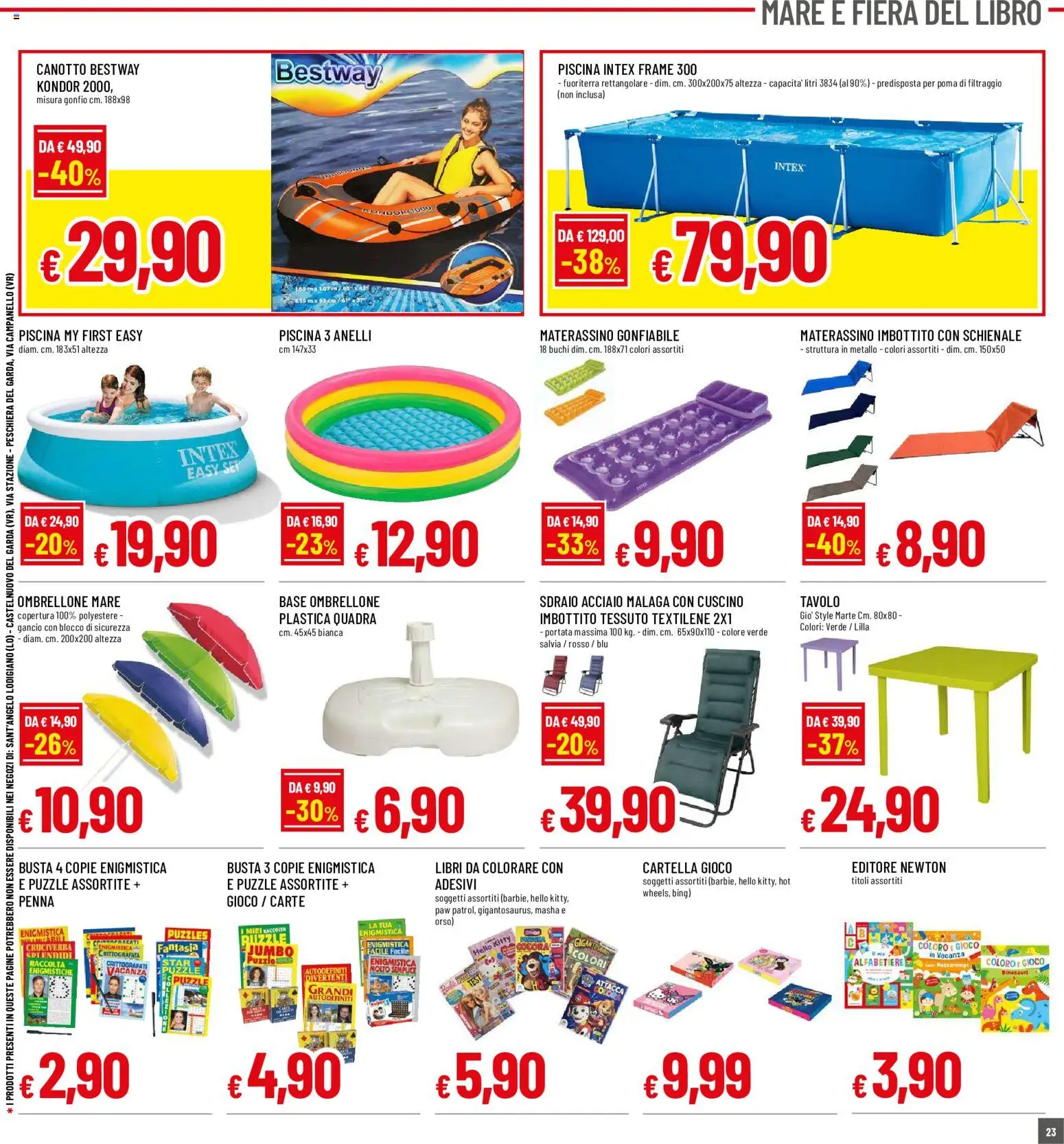Volantino Galassia del 18/06/2026 | Pagina: 23 | Prodotti: Materassino gonfiabile, Sdraio, Ombrellone, Gioco