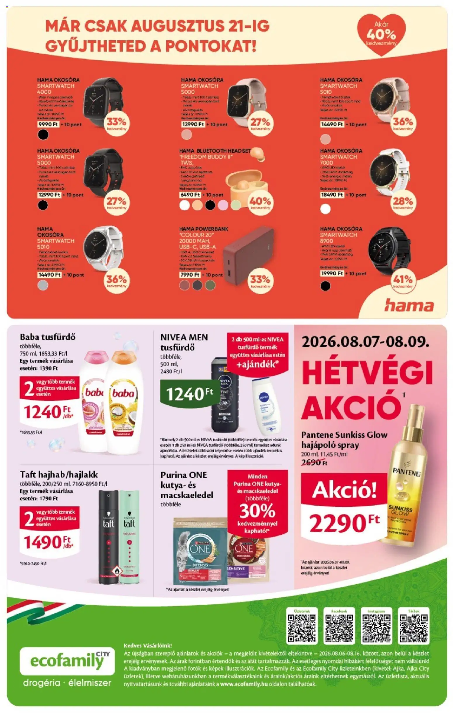 EcoFamily akciós ujság - amely érvényes a következő dátumtól: 2026.08.04. | Oldal: 8 | Termékek: Macskaeledel, Headset, Okosóra, Tusfürdő