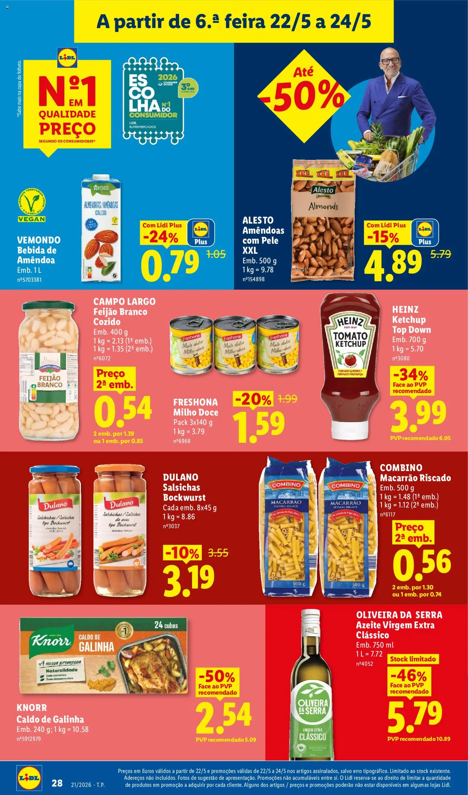 Lidl folheto │ válido de 18.05.2026 | Página: 28 | Produtos: Azeite, Cálcio, Macarrão, Ketchup